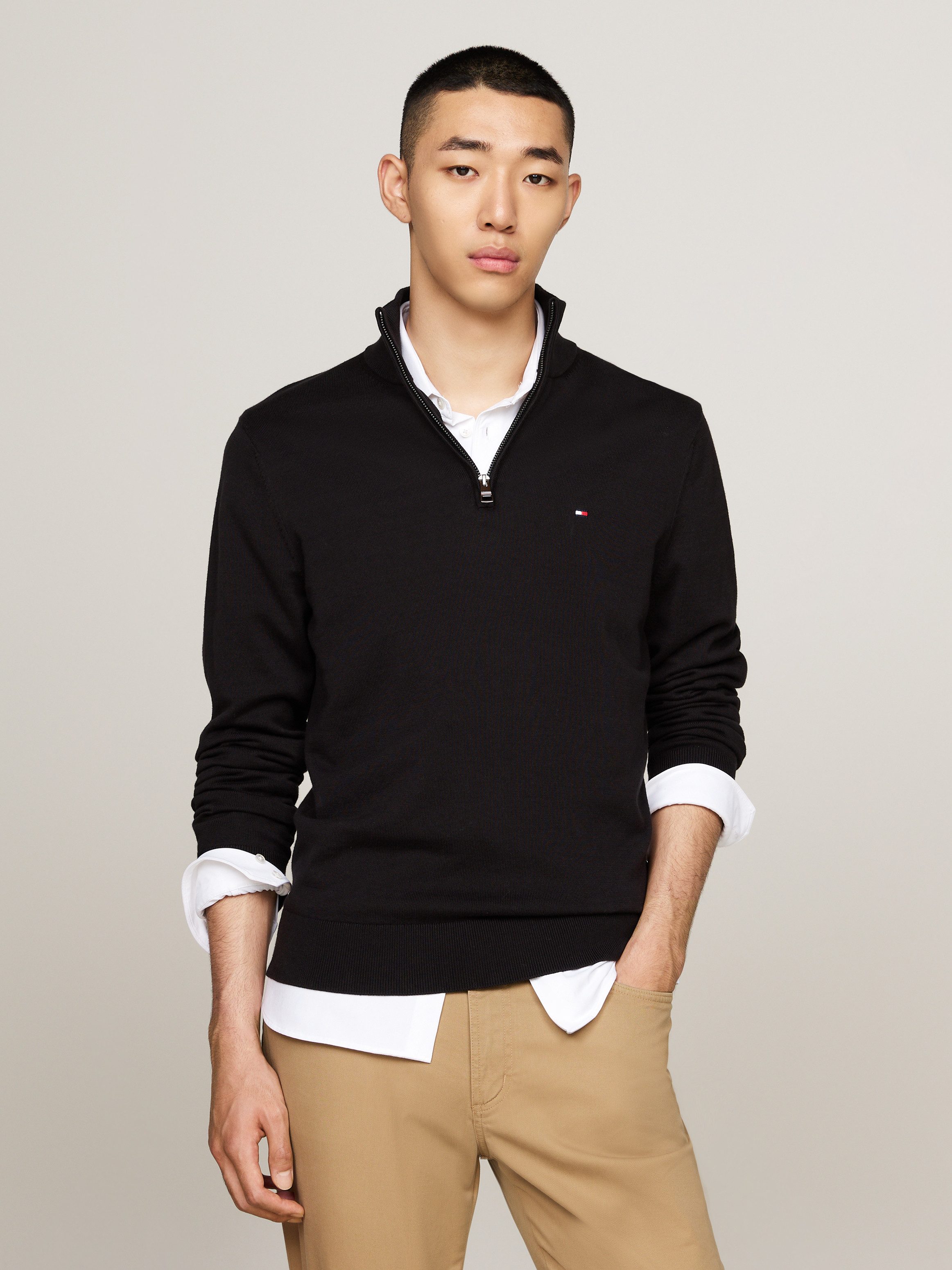 Tommy Hilfiger Schipperstrui ESSENTIAL COTTON ZIP MOCK