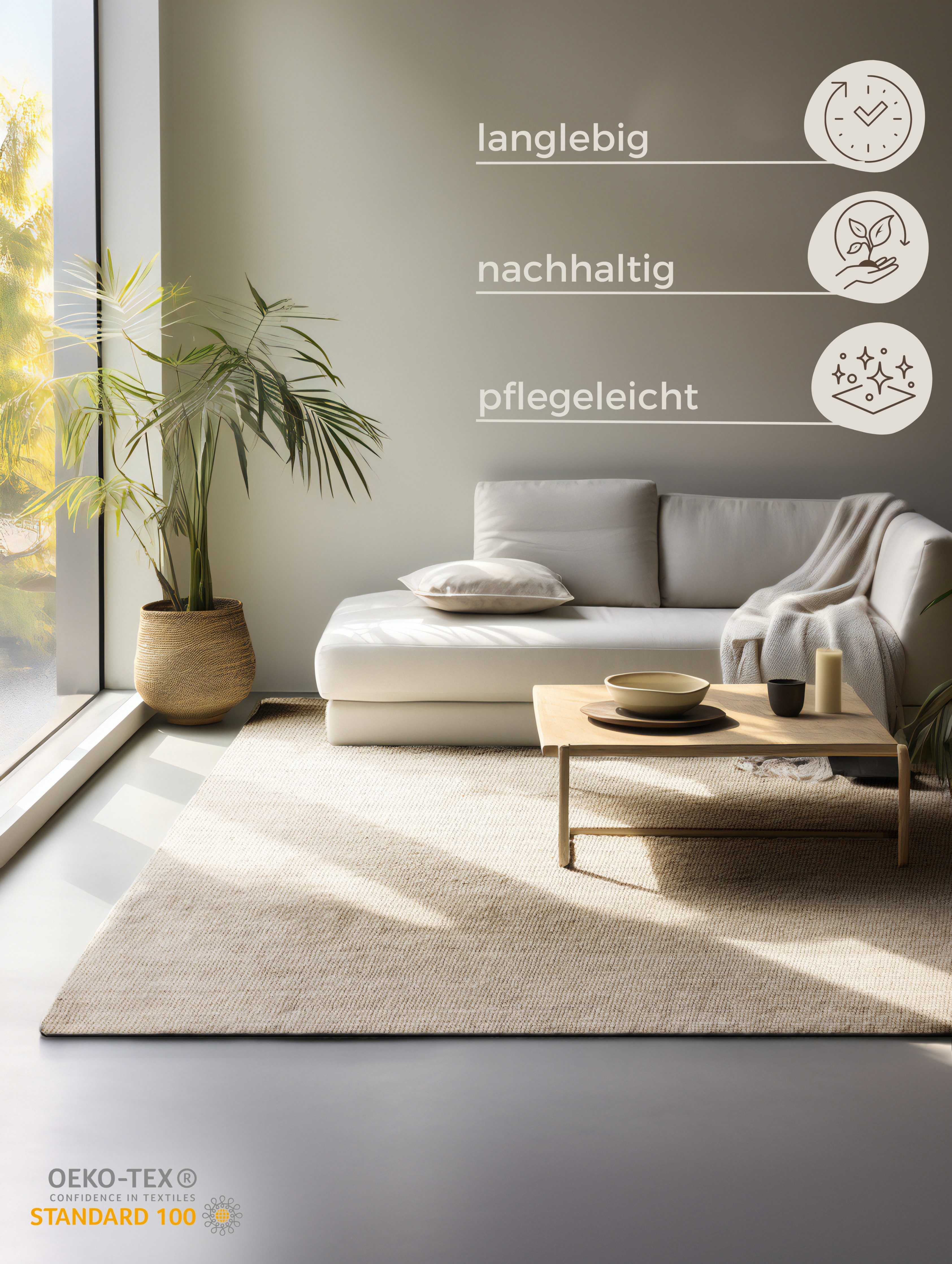 HANSE Home Vloerkleed Jaipur jute tapijt, als loper en rond 100% natuurlijke vezel, duurzaam, woonkamer, eetkamer, slaapkamer, grs