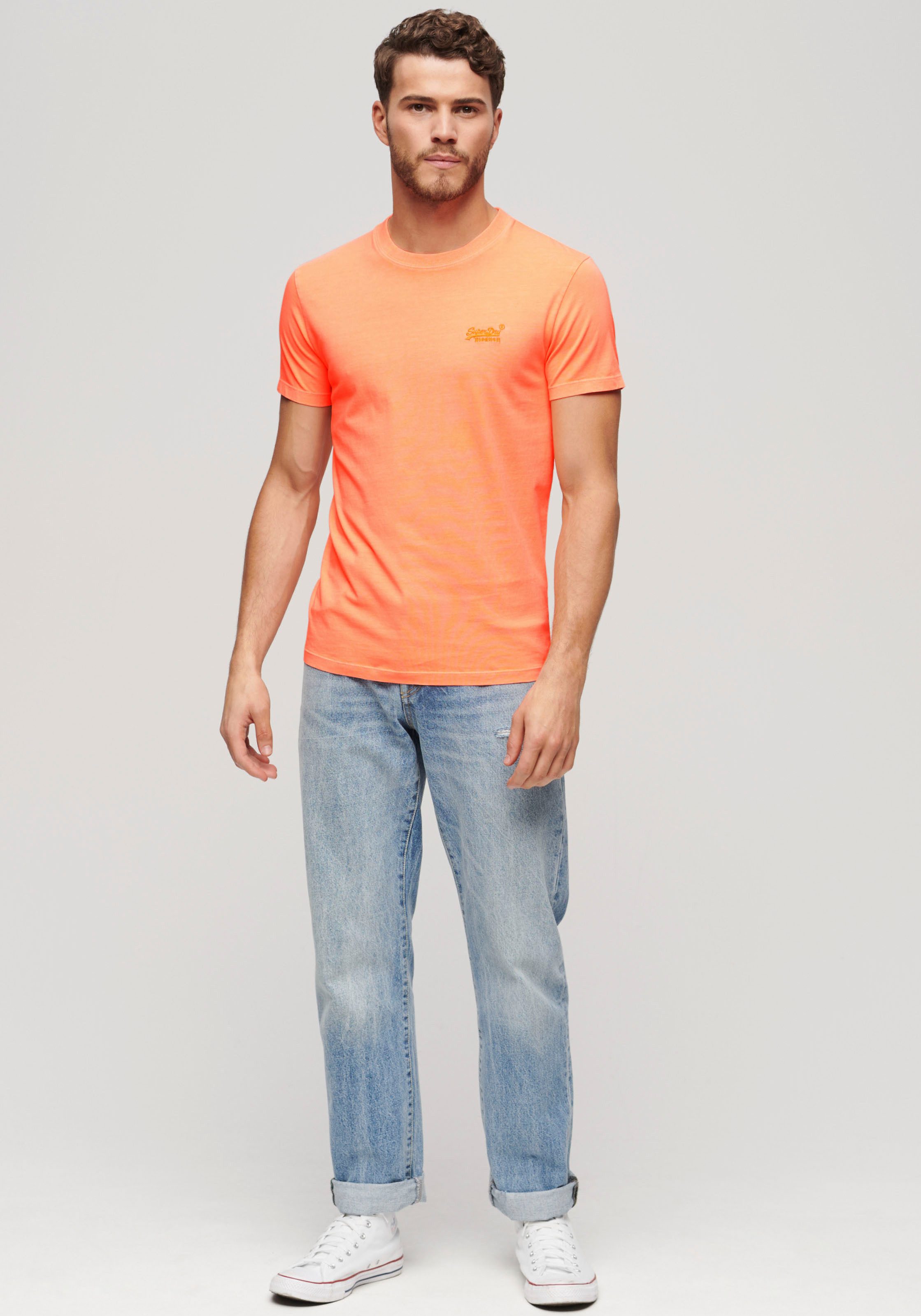 Superdry Shirt met ronde hals ESSENTIAL LOGO EMB NEON TEE