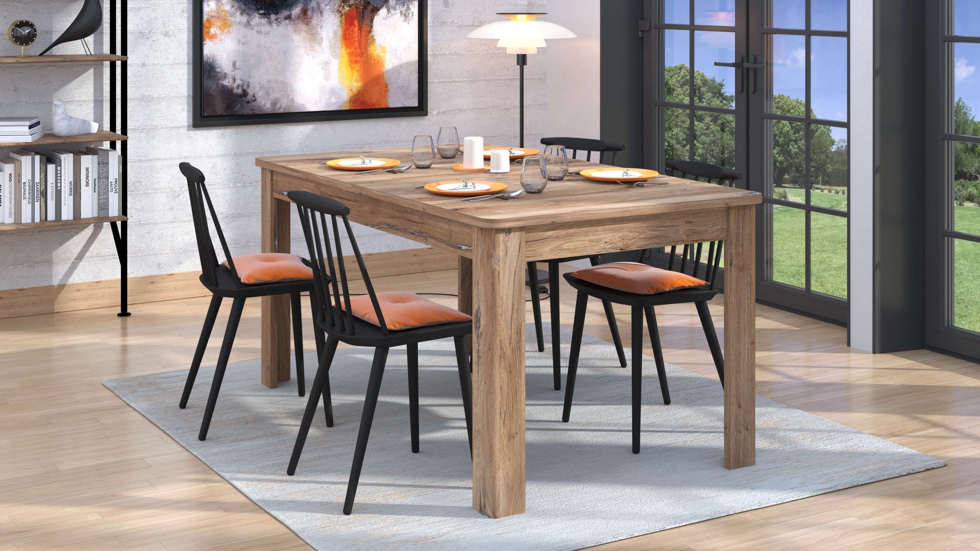 Home affaire Eettafel Jersey, 160 cm uitschuifbaar tafelblad tot 200 cm in verschillende moderne kleuren voor een moderne keuken