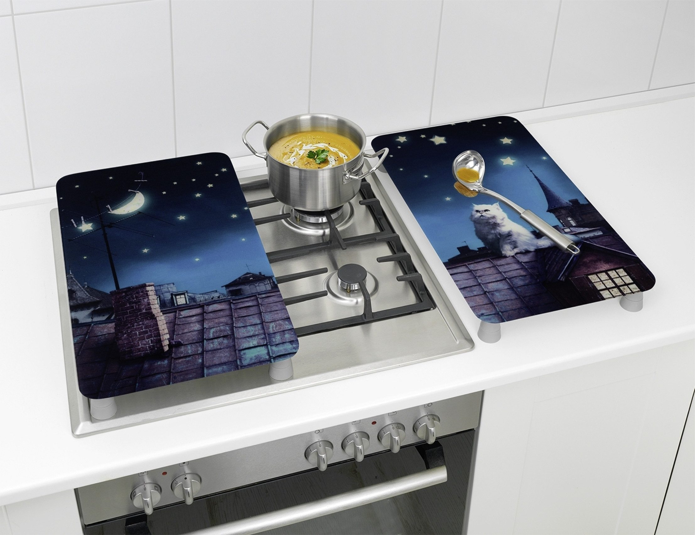 Maximex Kookplaatdeksel Universeel Model Maan Kat (set, 2-delig)