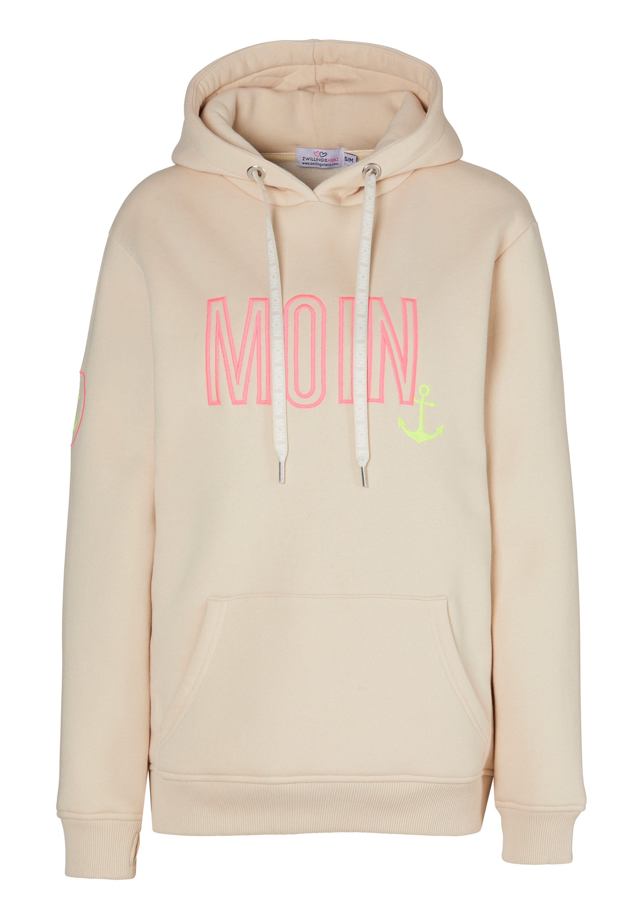 Zwillingsherz Hoodie Limited Edition met capuchon, geborduurd "moin" en ankerontwerp, exclusief bij otto