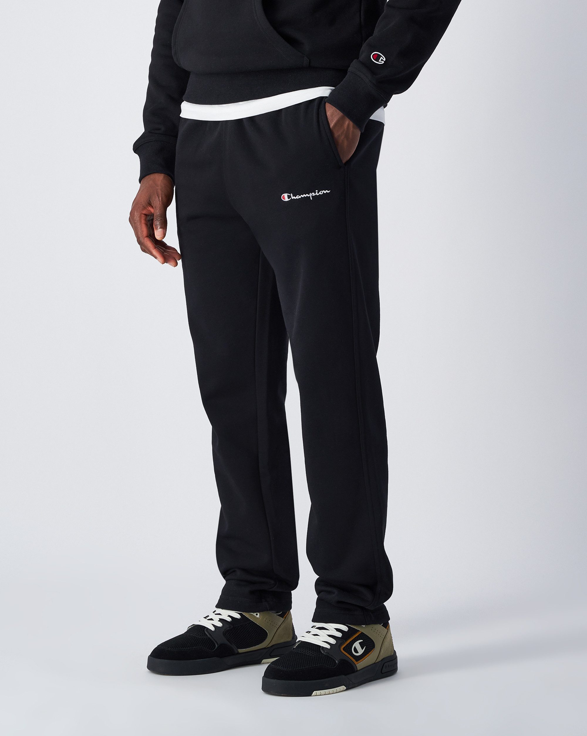 Champion Small Logo Open Hem Joggers Black- Heren Black