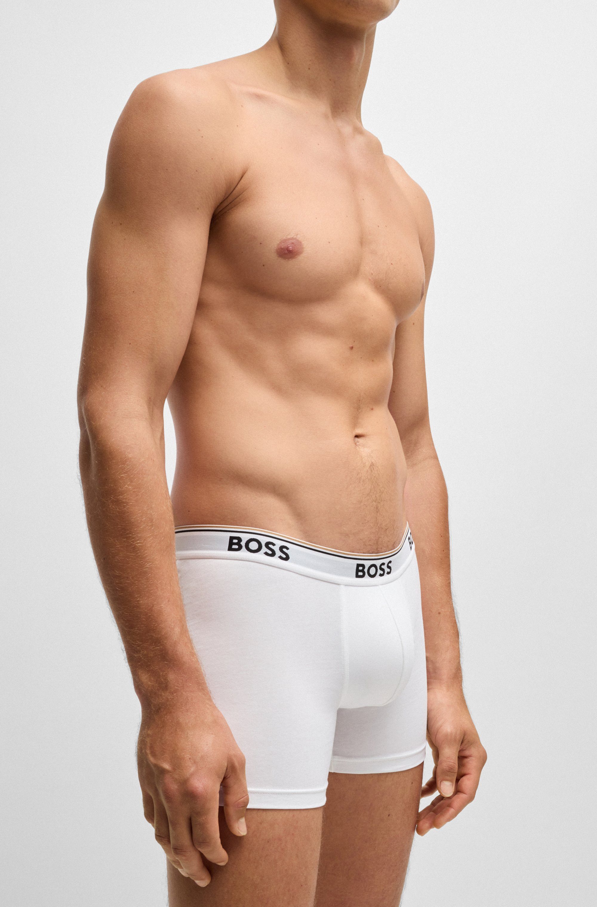 BOSS Lange boxershort BRIEF 3 PACK met in kleur bijpassende weefband (3 stuks)