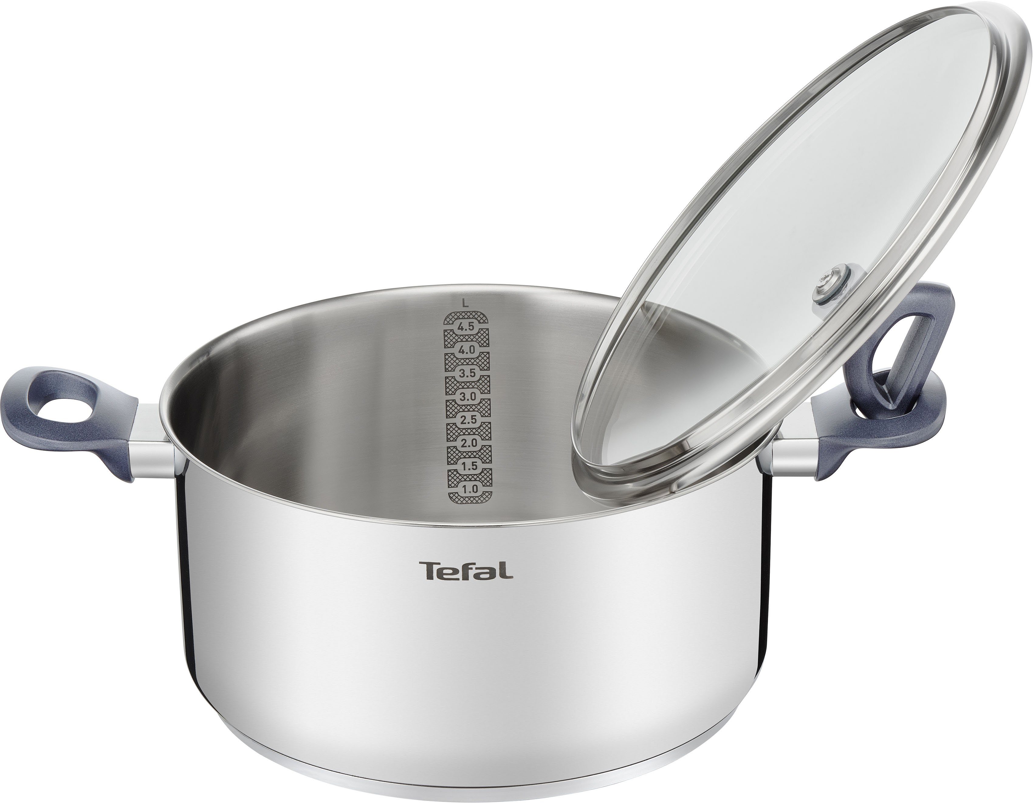 Tefal Kookpan Daily Cook Roestvrij staal pan met staande deksel, schenktuit, voor alle kookplaten, inductie