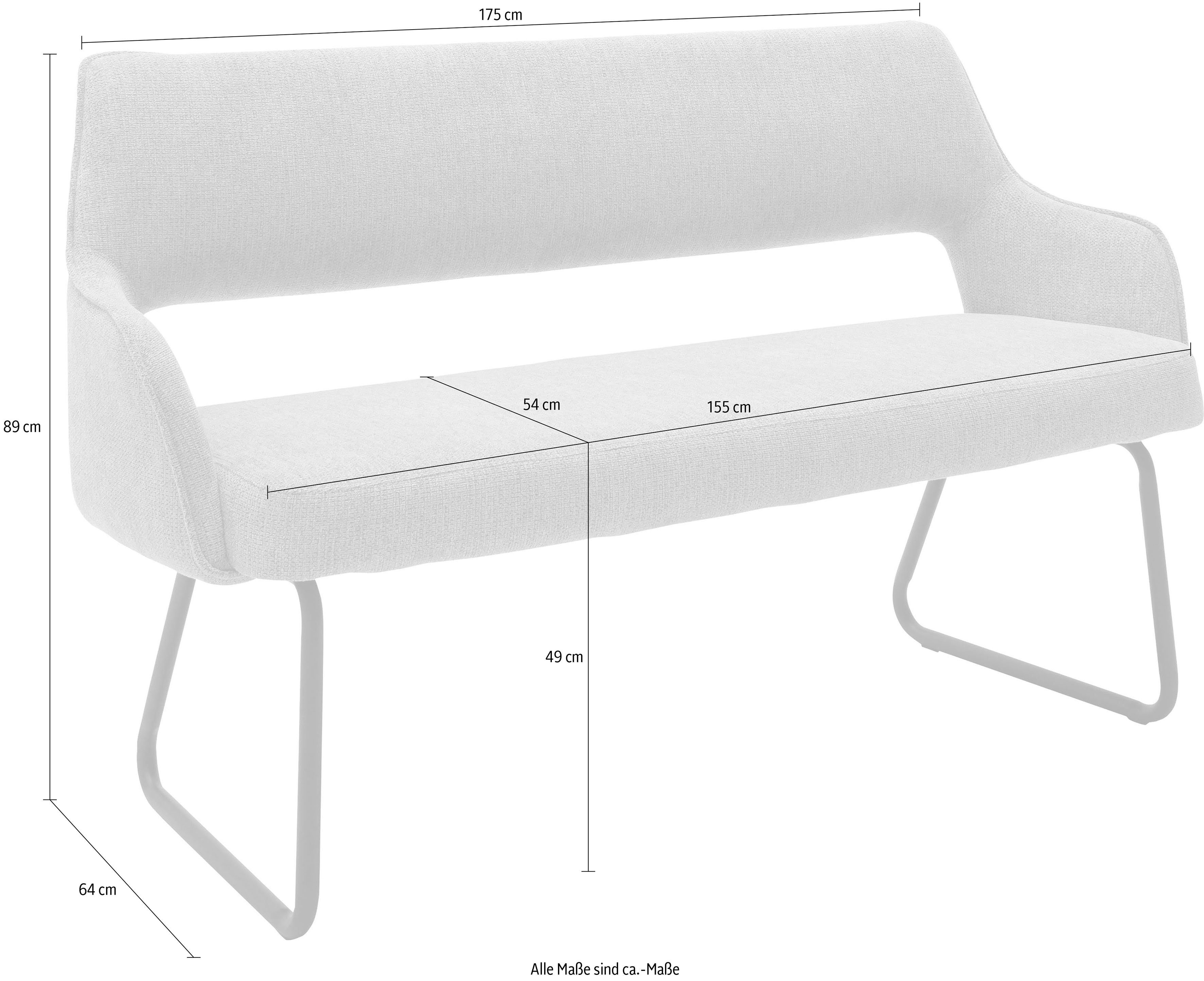 MCA furniture Bank BANGOR Zitbank vrij plaatsbaar, bekleding, breedte 175 cm
