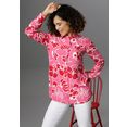 aniston selected lange blouse met grote bloemen gedessineerd roze