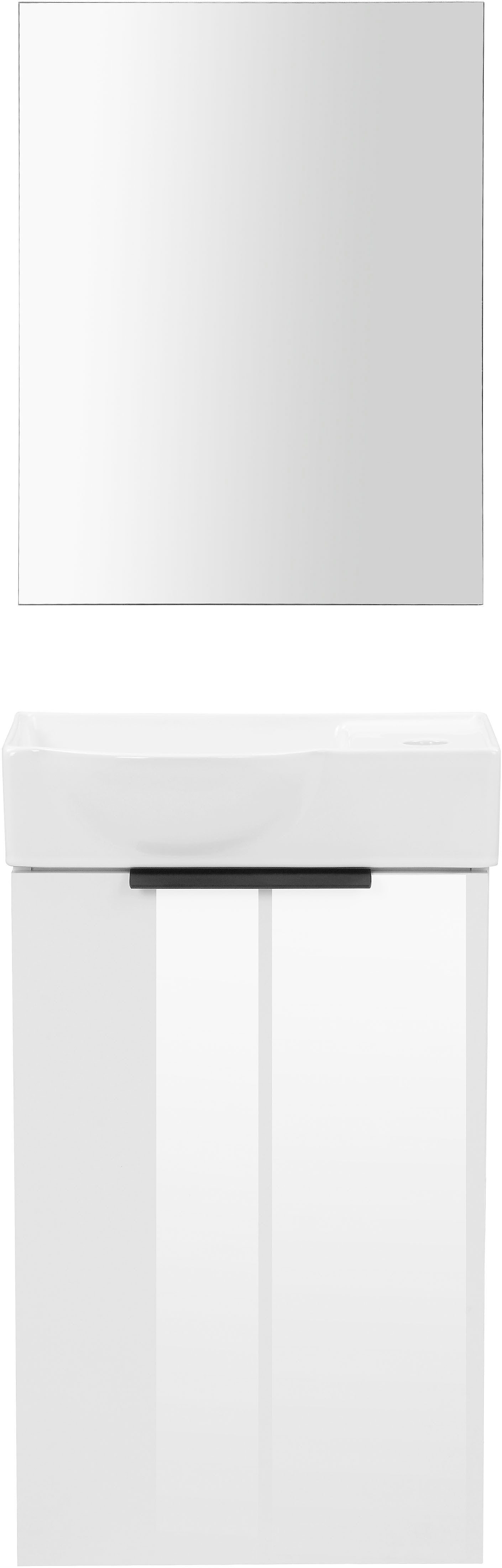 welltime Badmeubelset Sienna gastbad ruimtebesparend Meubelset badkamer, 3-delig, hoogglans 41 cm, wit, softclose(complete set, 3 stuks)