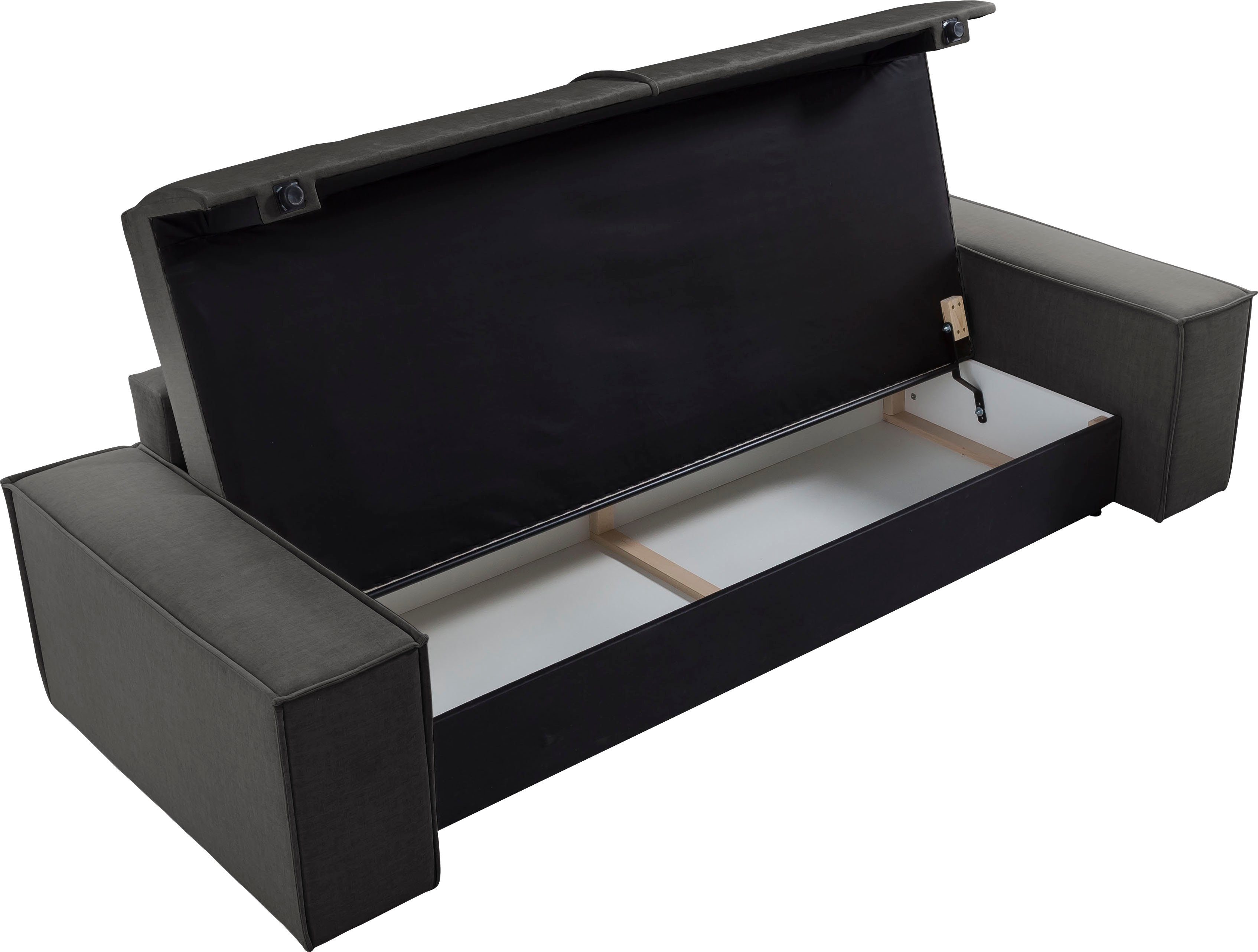 Home affaire 3-zitsbank SHERWOOD slaapbank (257 cm) ribfluweel, velours, vintage lederlook