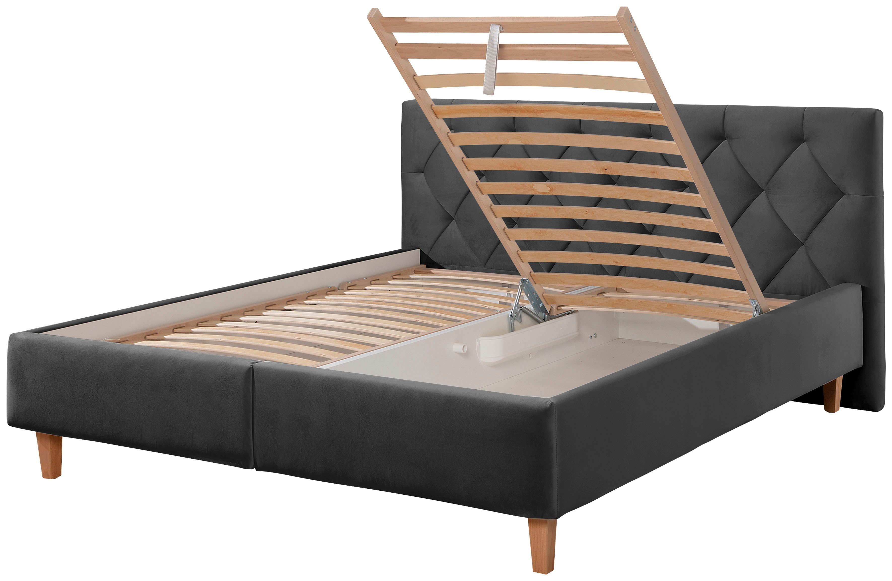 Guido Maria Kretschmer Home&Living Gestoffeerd bed Sunley 100 Kruisstiksel, hoofdbordhoogte 102 cm, zonder of met matras/lattenbodem