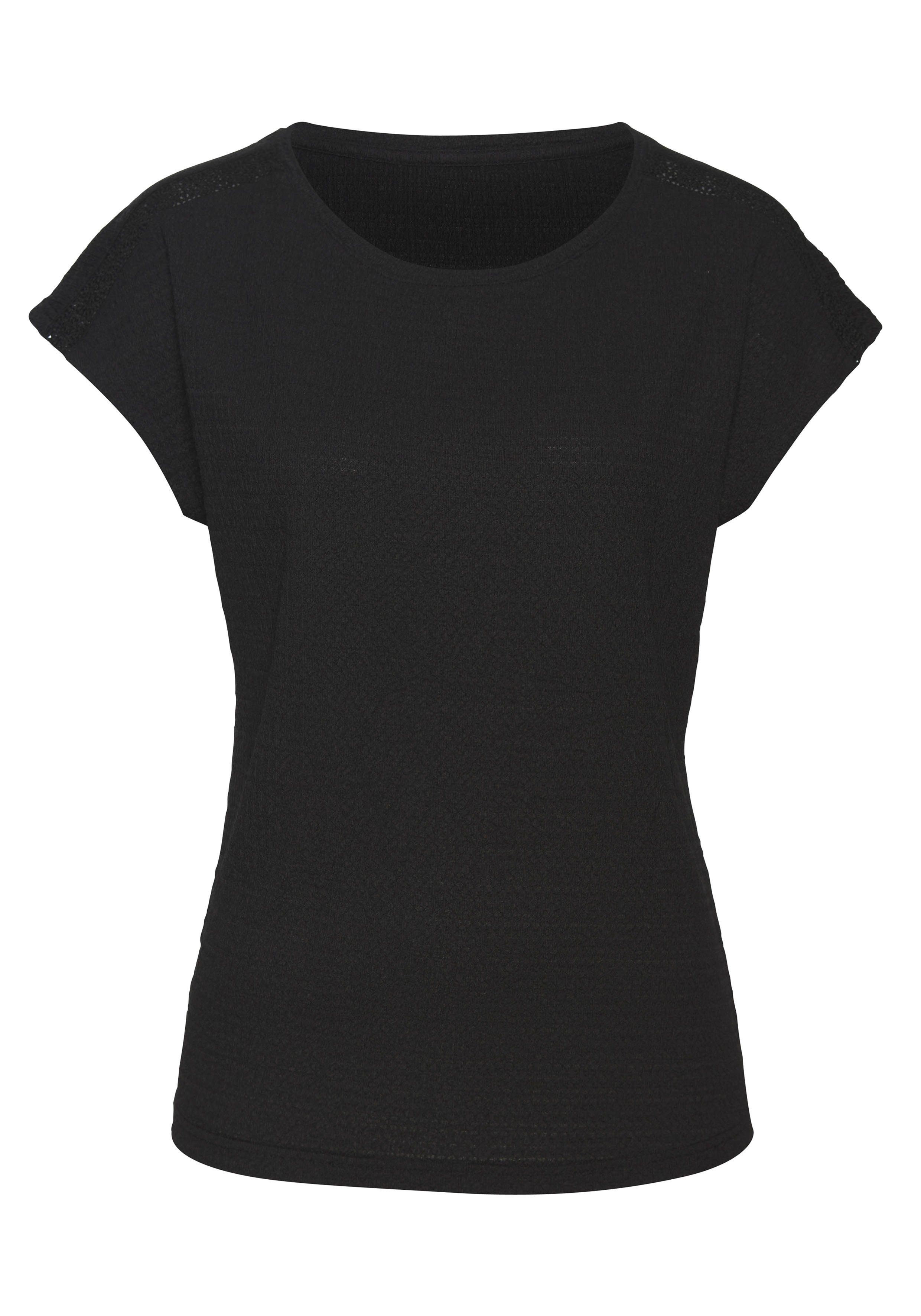 Vivance Shirt met korte mouwen Met decoratieve haak-inzet van kreukvrije crêpe-kwaliteit (2-delig, Set van 2)