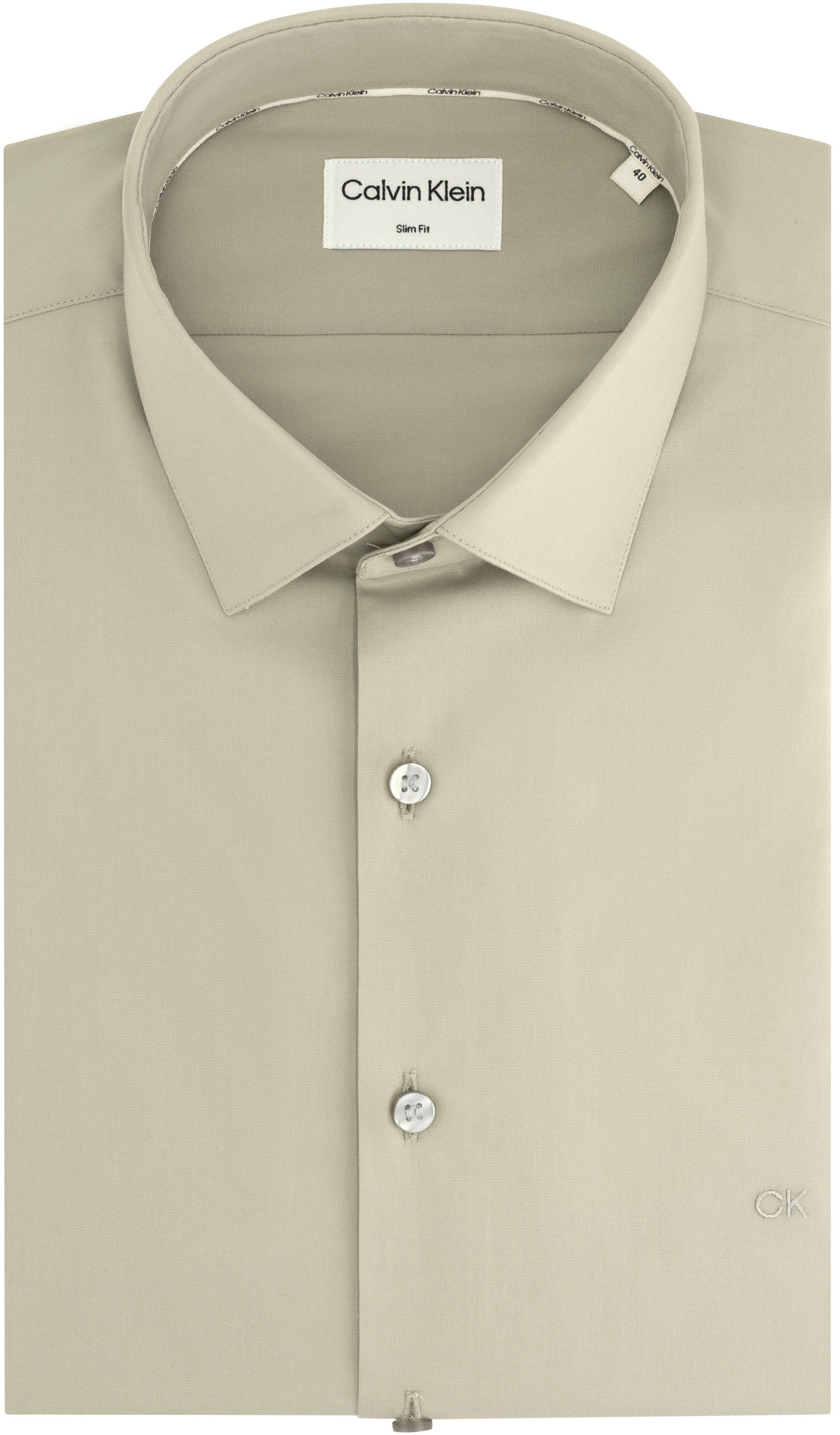 Calvin Klein Businessoverhemd POPLIN STRETCH SLIM SHIRT met kent-kraag, logoprint op borsthoogte