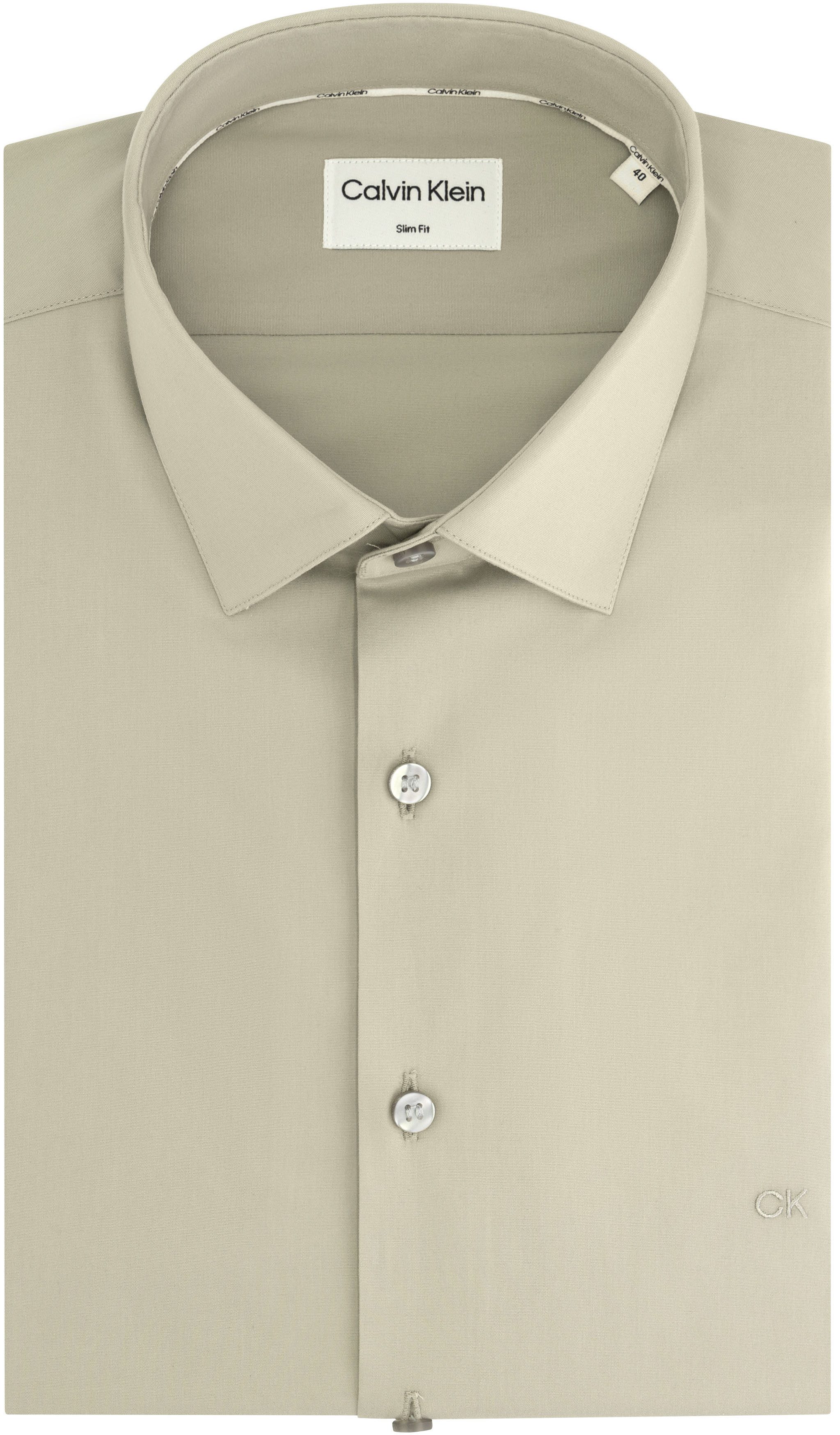 Calvin Klein Businessoverhemd POPLIN STRETCH SLIM SHIRT met kent-kraag logoprint op borsthoogte