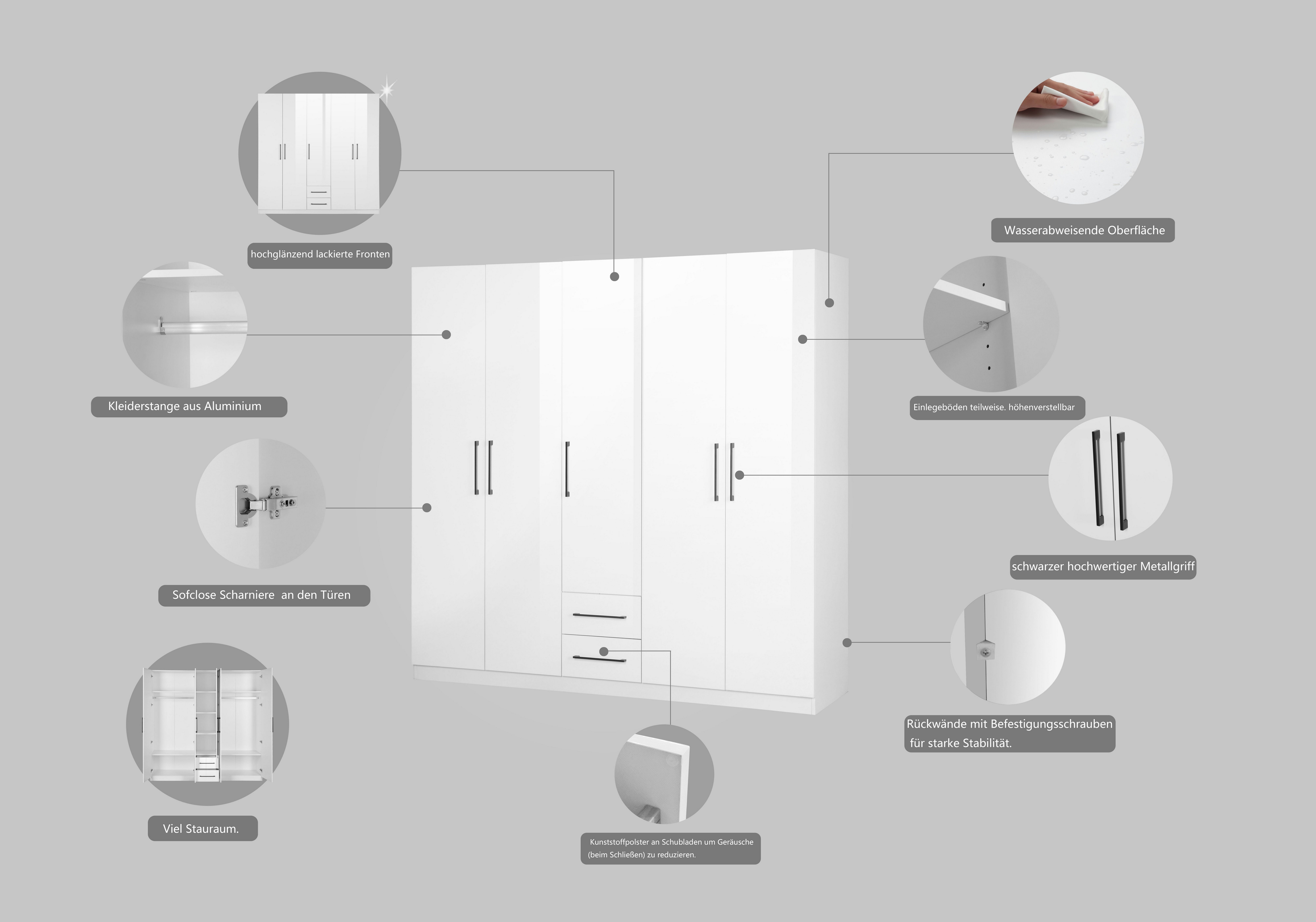 INOSIGN Kledingkast Sylt slaapkamerkast garderobe kast TOPSELLER in hoogglans wit
