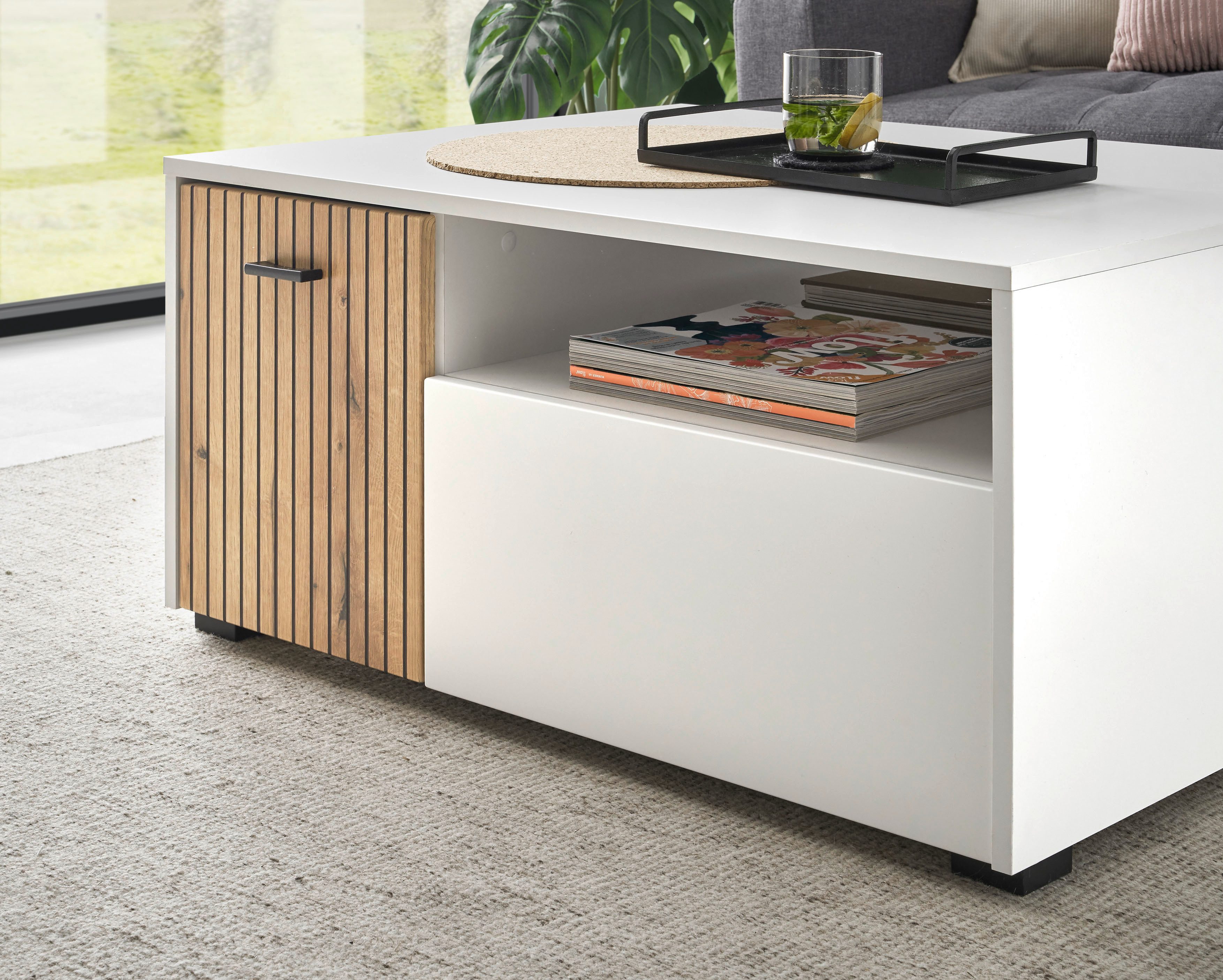 INOSIGN Salontafel Hudson in moderne trendkleur, handgrepen van metaal (zwart), breedte 90 cm