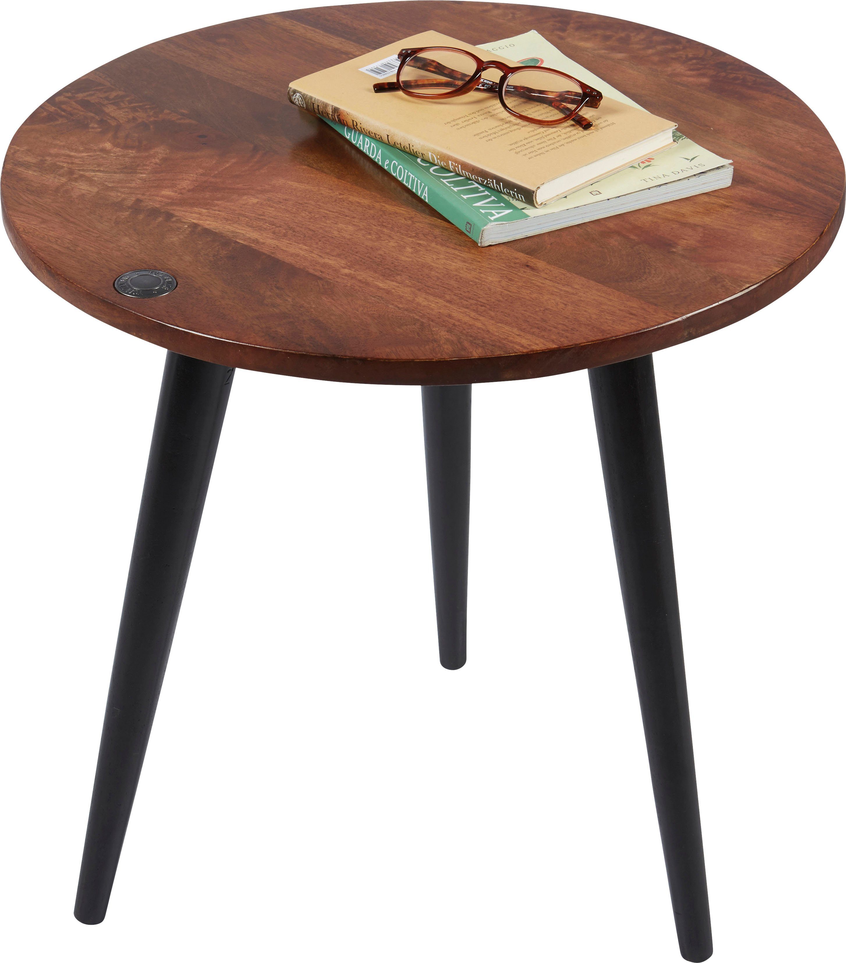 TOM TAILOR HOME Bijzettafel T-WOOD TABLE MEDIUM Bijzettafel met knoopdetail, donker mangohout en zwarte poten