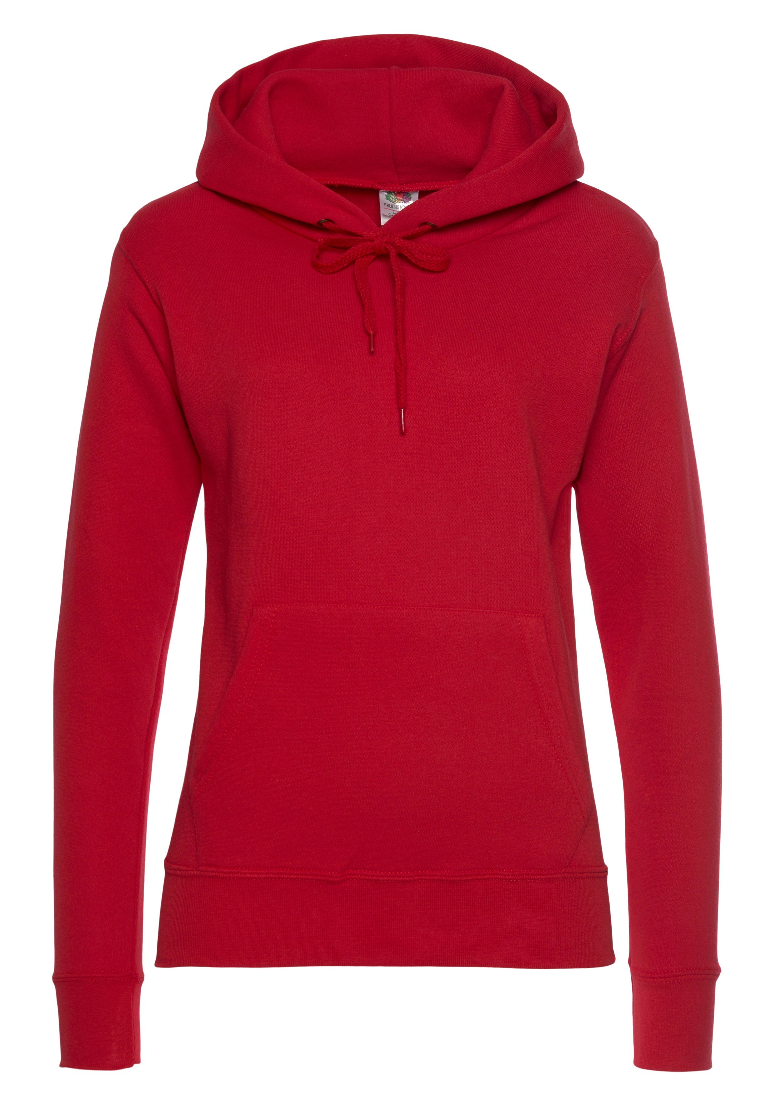 Fruit of the Loom Sweatshirt Classic hooded Sweat Lady-Fit dames sweaters maat M (38) rood