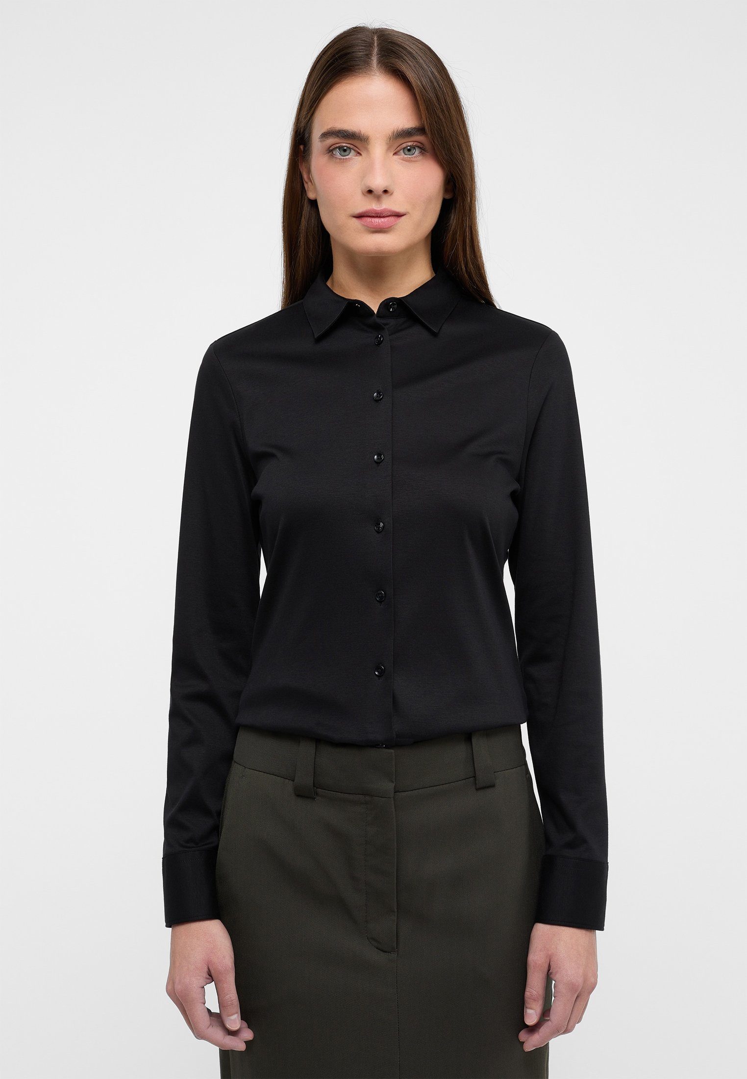 Eterna Overhemdblouse FITTED EASY IRON (gemakkelijk te strijken) dames dames overhemden maat 40 zwart