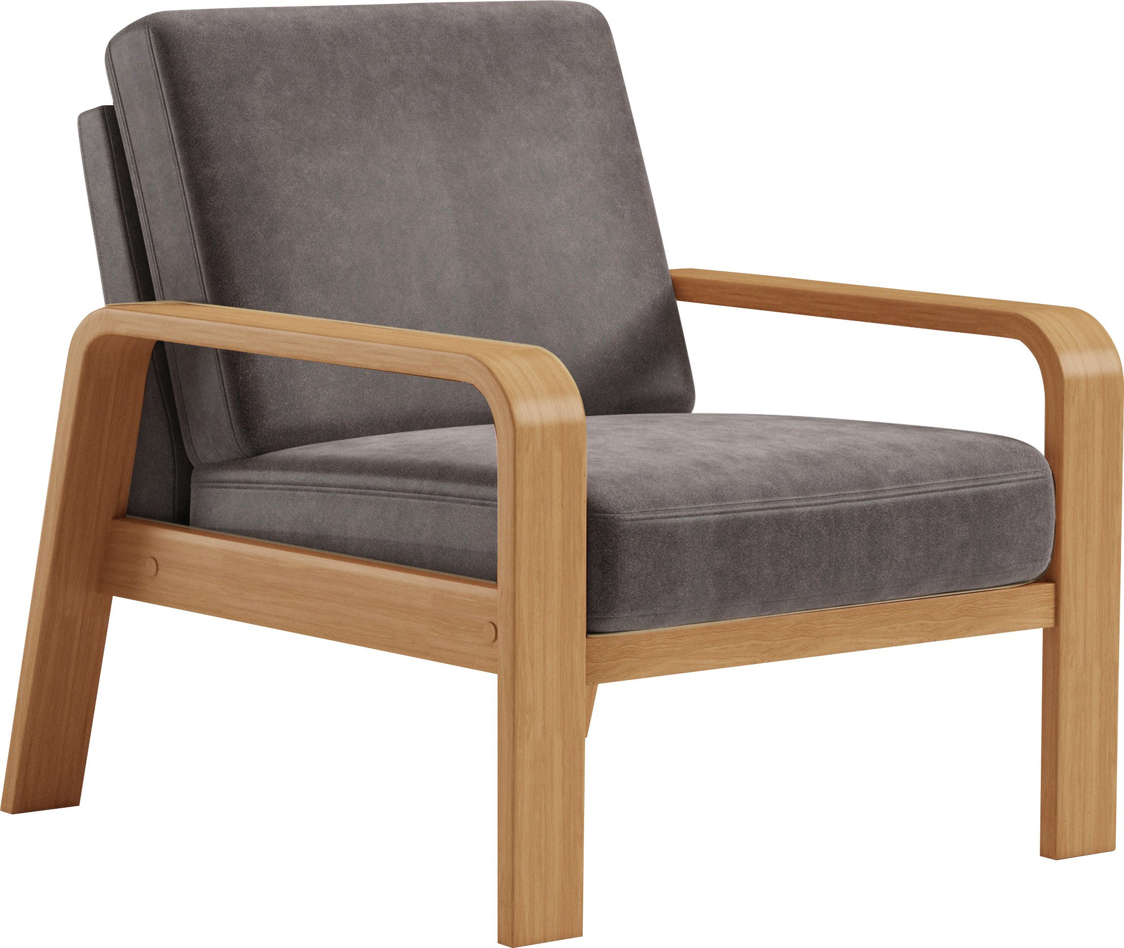 sit&more Fauteuil Kolding Armleuningen van eikenkleurig beukenhout, verschillende bekledingen en kleuren