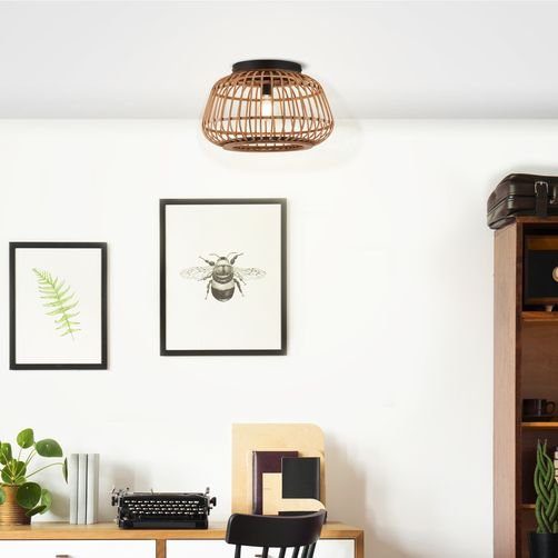 Brilliant Leuchten Plafondlamp Nikka Plafondlamp 40 cm zwart/natuur (1 stuk)
