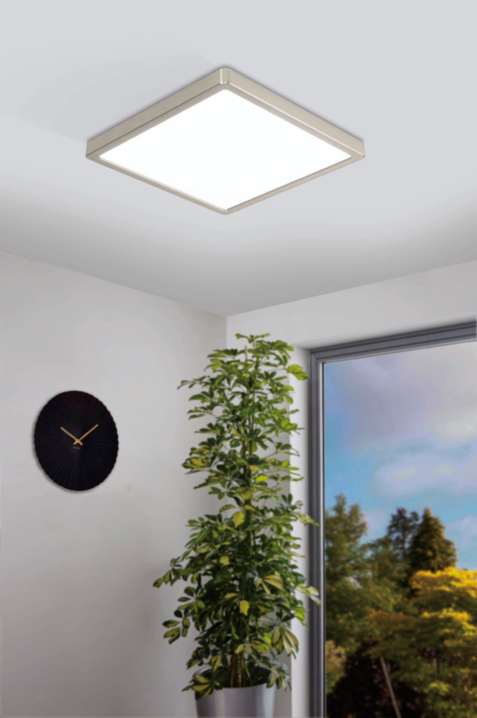 EGLO Plafondlamp FUEVA-Z Plafondlamp in nikkel van alu - 19,5W - warmwit - koudwit (1 stuk)