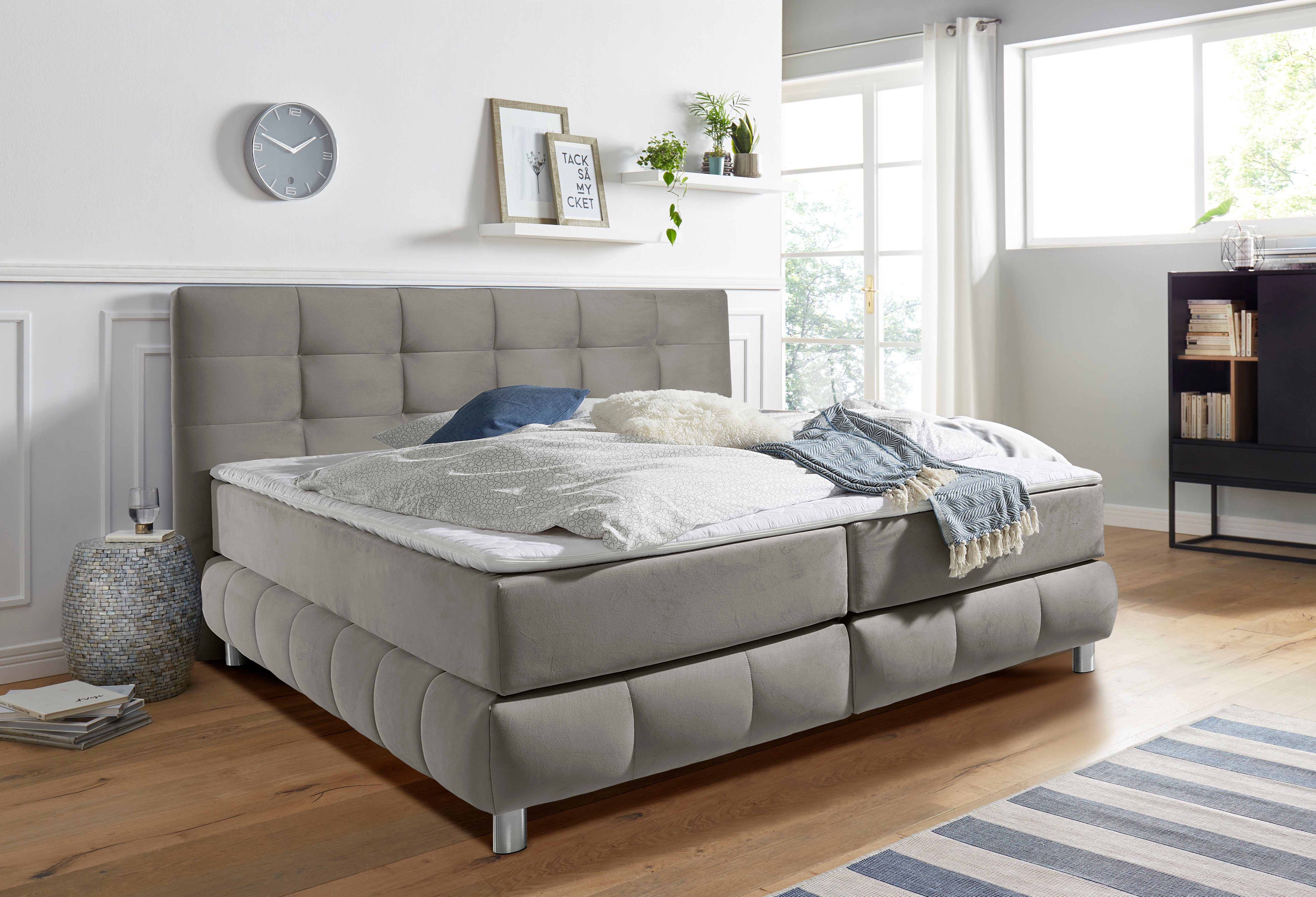 andas Boxspring Salo incl. topmatras, in fluwelige look of structuurstof, 6 breedten, 2 hardheden, tfk ook in hardheid 4. 3 matrassoorten