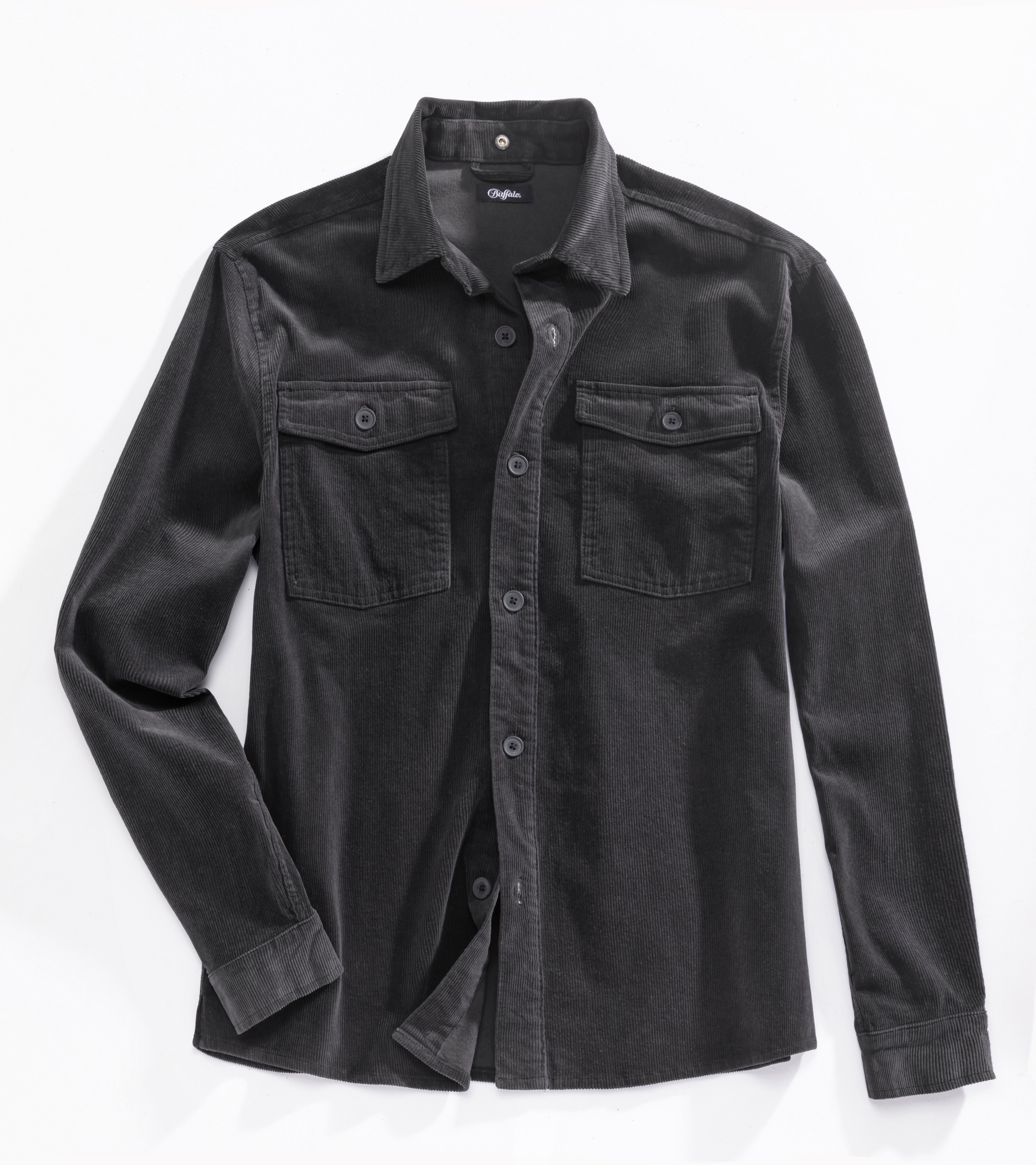 John Devin Overhemdjasje modern cord overshirt with patch pockets