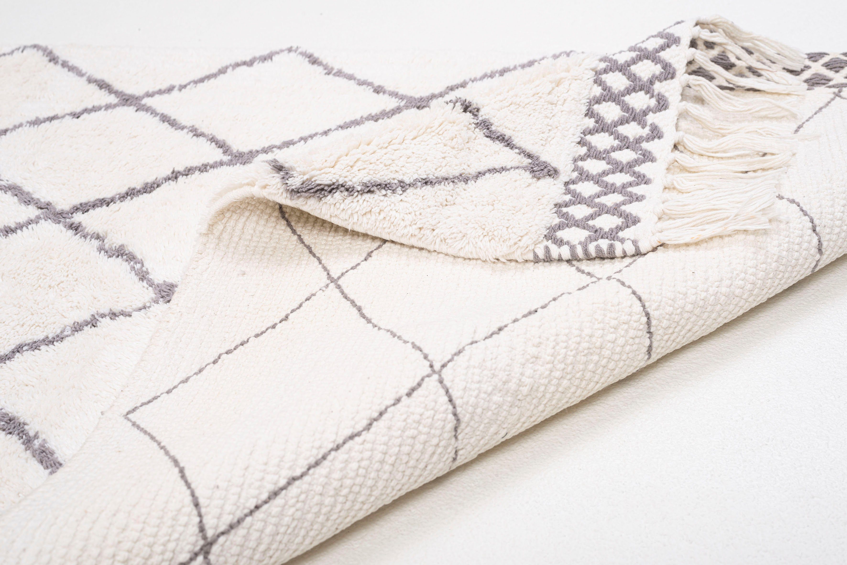 TOM TAILOR HOME Badmat Ethno Bath Badmat, Berber-look, ruitpatroon, met franjes, 100% katoen (1 stuk)