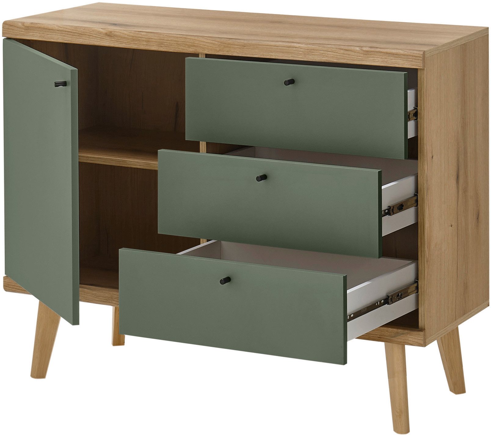 INOSIGN Dressoir MAVAS in moderne trendkleur, handgrepen van metaal (zwart), breedte 107 cm