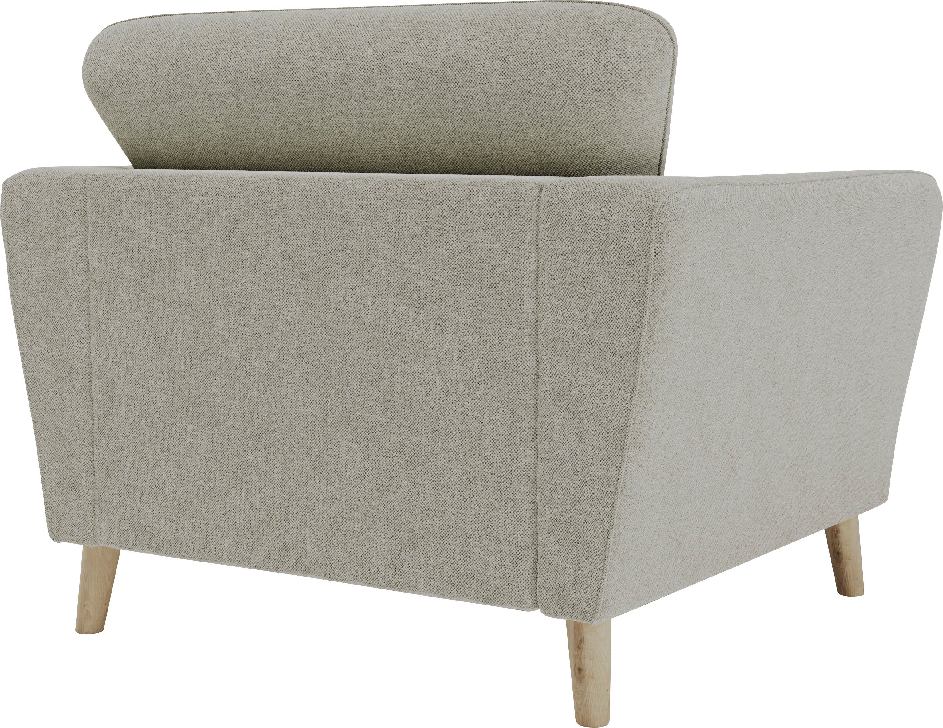 Home affaire Fauteuil Marseille Massief houten poten eiken, landhuisstijl, golfvering