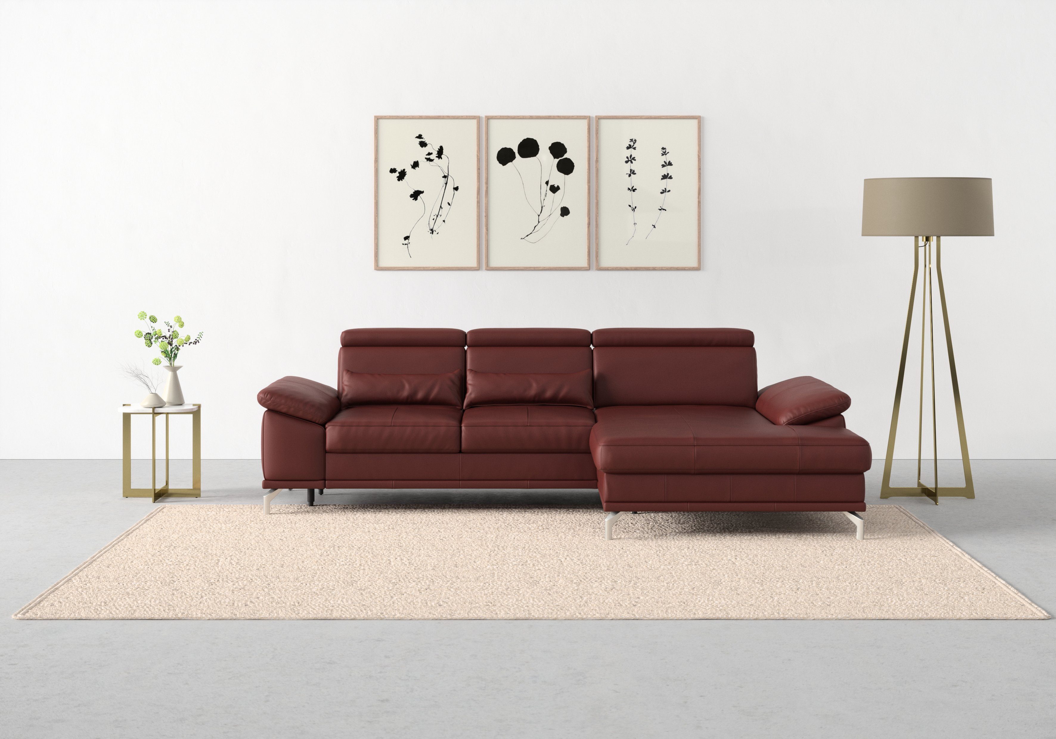 sit&more Hoekbank Cabrio L-vorm, met zitdiepteverstelling, arm- en hoofdsteunverstelling