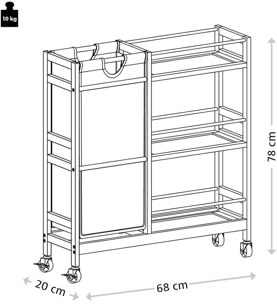 KESPER for kitchen & home Keukentrolley Niswagen met flessenverzamelaar, bamboe