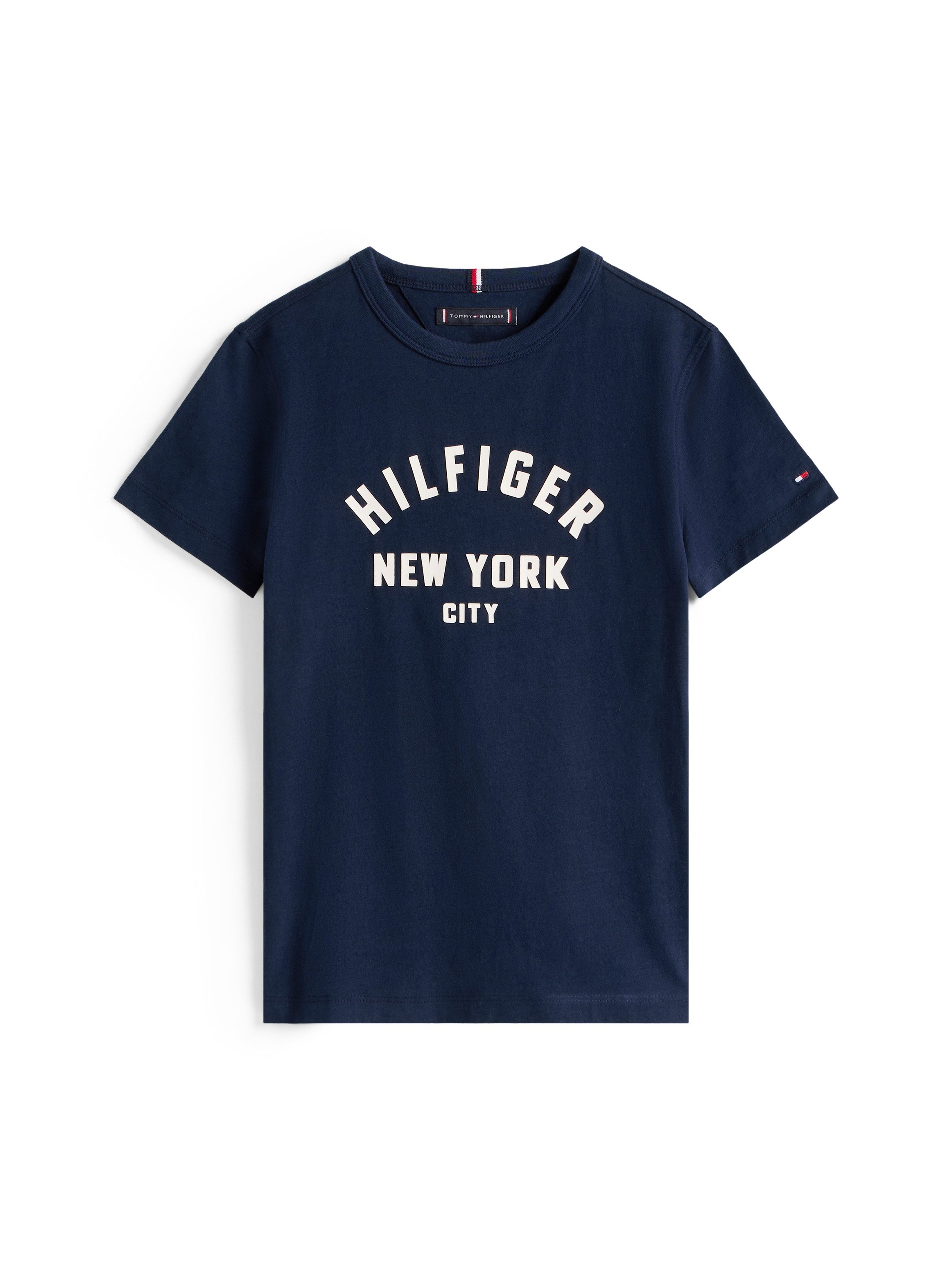 Tommy Hilfiger T-shirt CURVED HILFIGER GRAPHIC TEE SS voor kinderen tot 16 jaar, grote logo-print