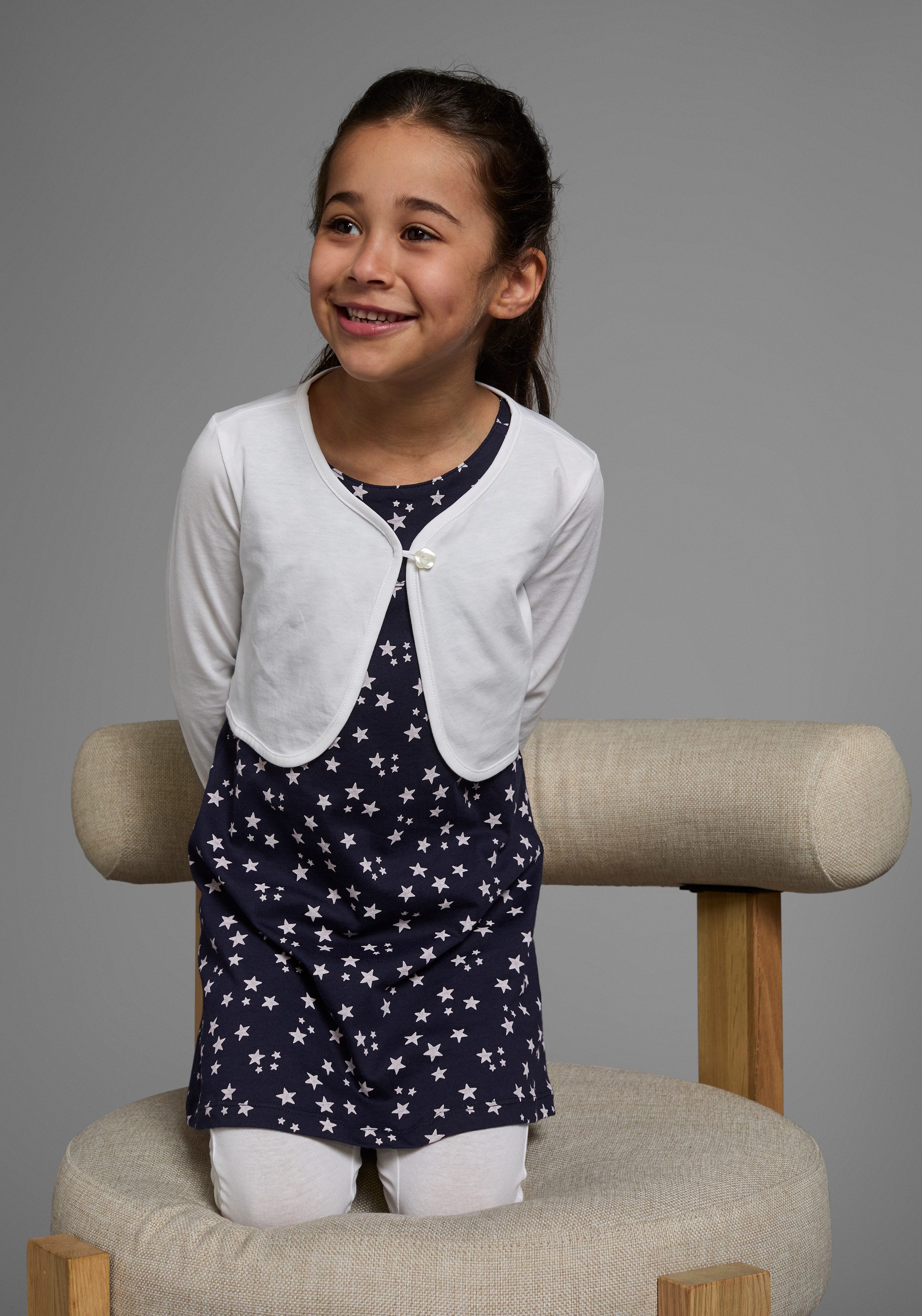 KIDSWORLD Bolero, jurk & legging 3-delig set, compleet outfit met sterrenpatroon (set, 3-delig)