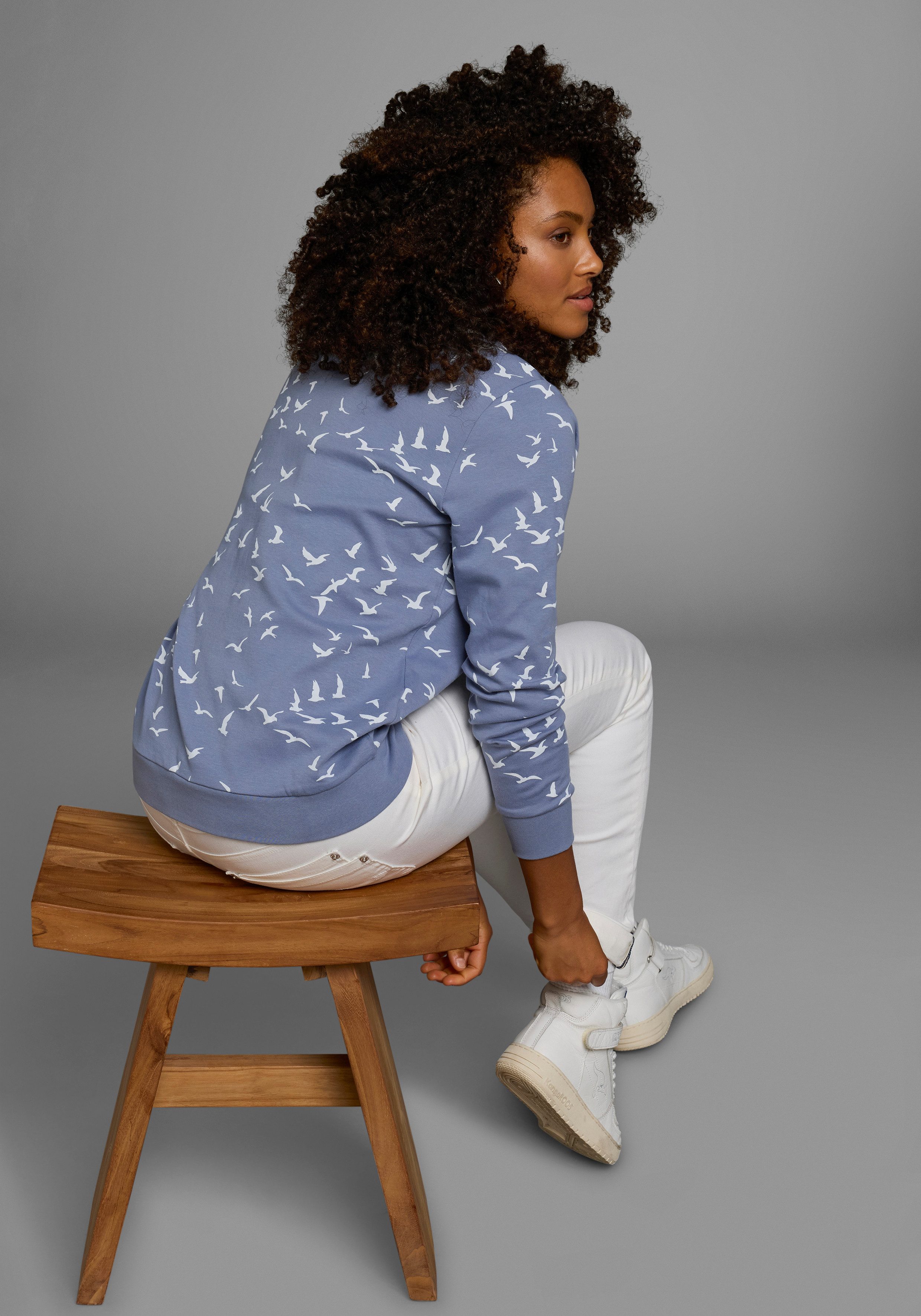 KangaROOS Sweatshirt Lange mouwen, figuurvolgende snit, bedrukt, ronde hals