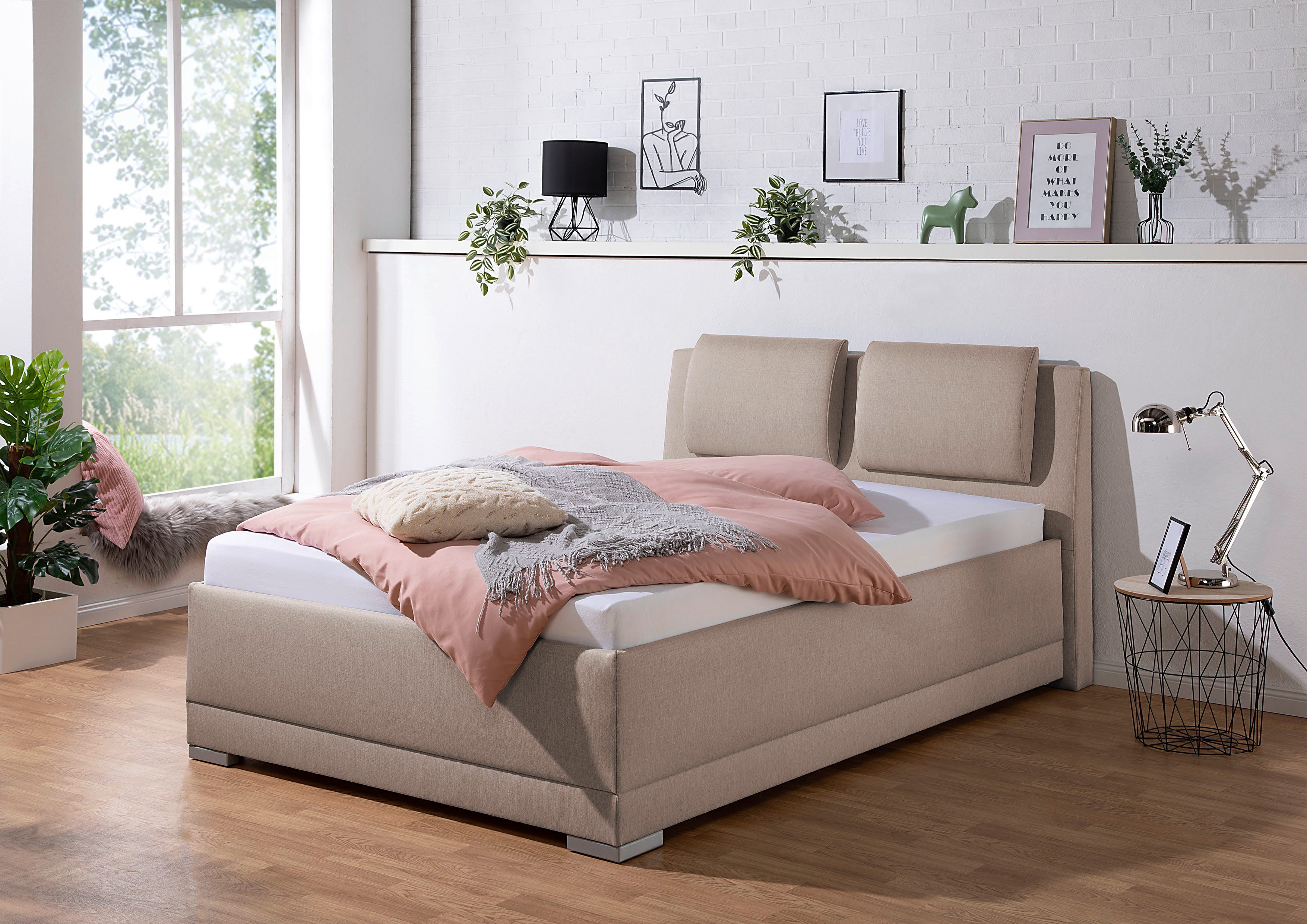 Maintal Gestoffeerd bed Oderzo met bedkist, verstelbare hoofdsteun, matrassen in h2 of h3 ter keuze
