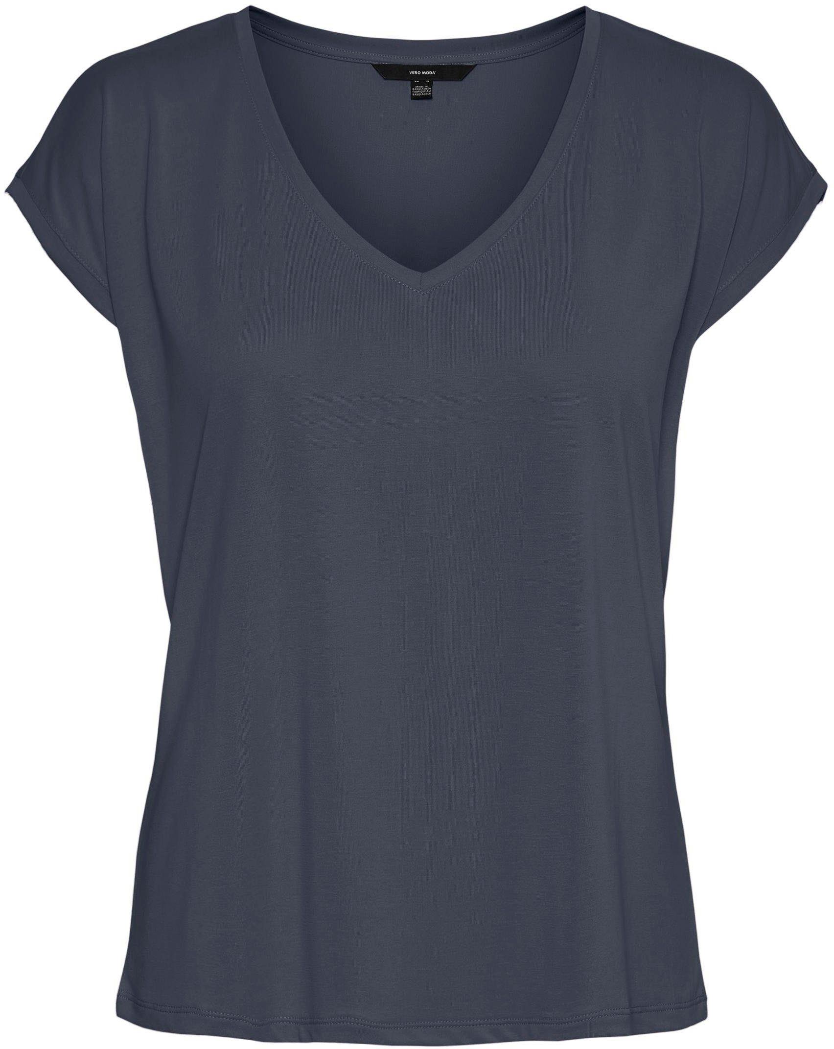 Vero Moda Shirt met V-hals VMFILLI SS V-NECK TEE GA NOOS in een materialenmix met tencel™ modal