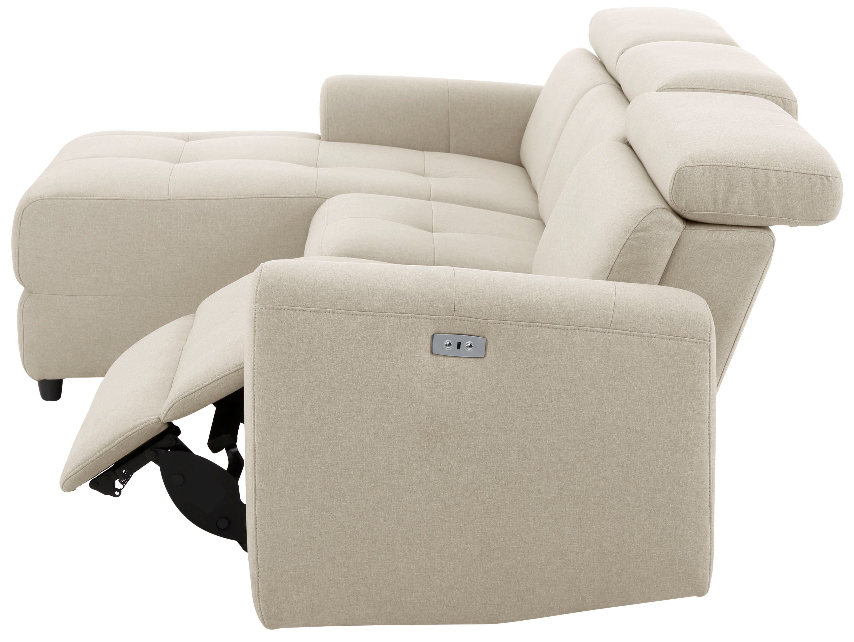 Home affaire Hoekbank Sentrano, L-vorm, 275 cm, man. of electr. relaxfunctie en usb/kopverstelling