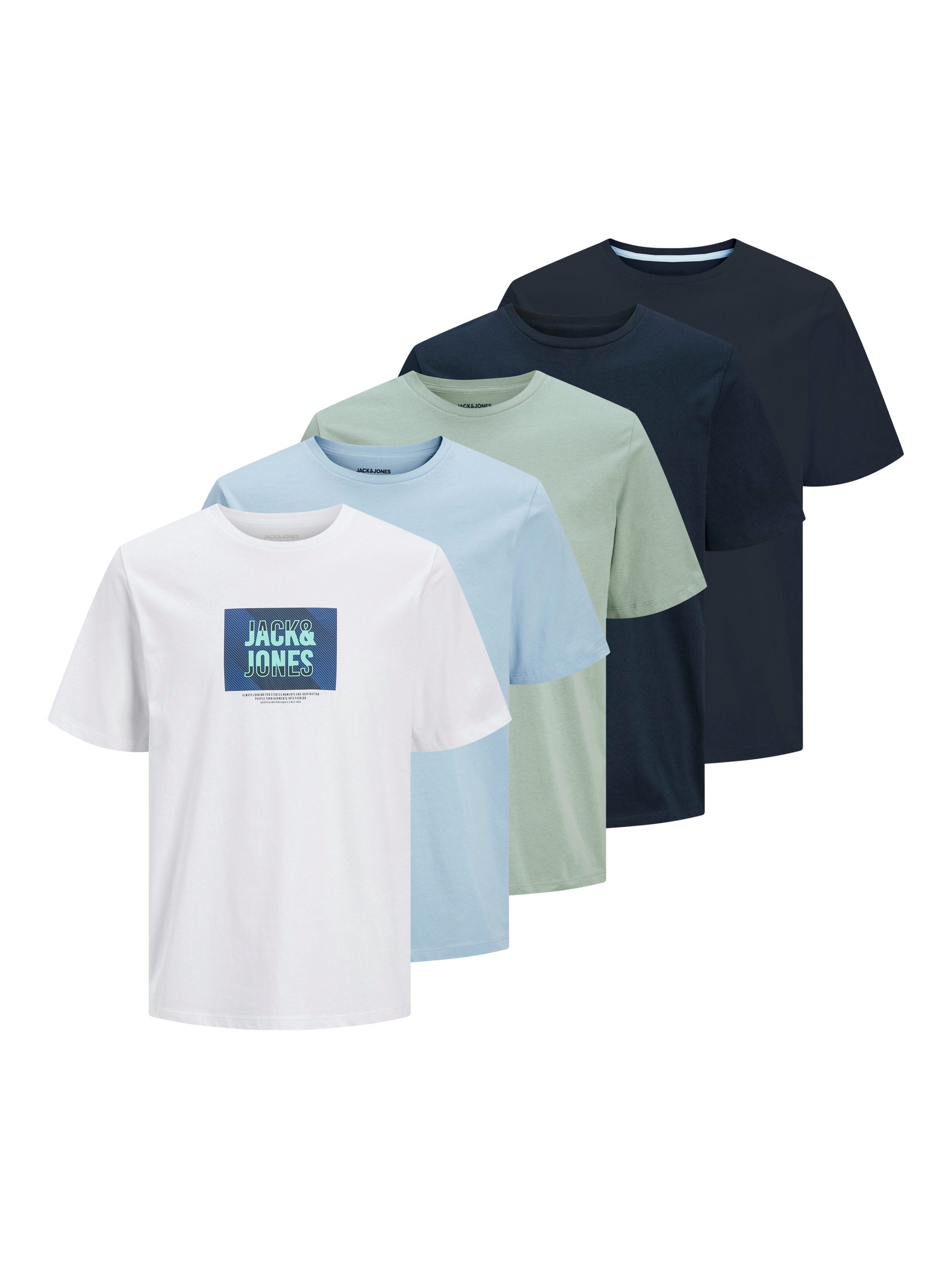 Jack & Jones PlusSize T-shirt JJHUDSON TEE SS CREW NECK 5PK MP PLS (set, 5-delig)