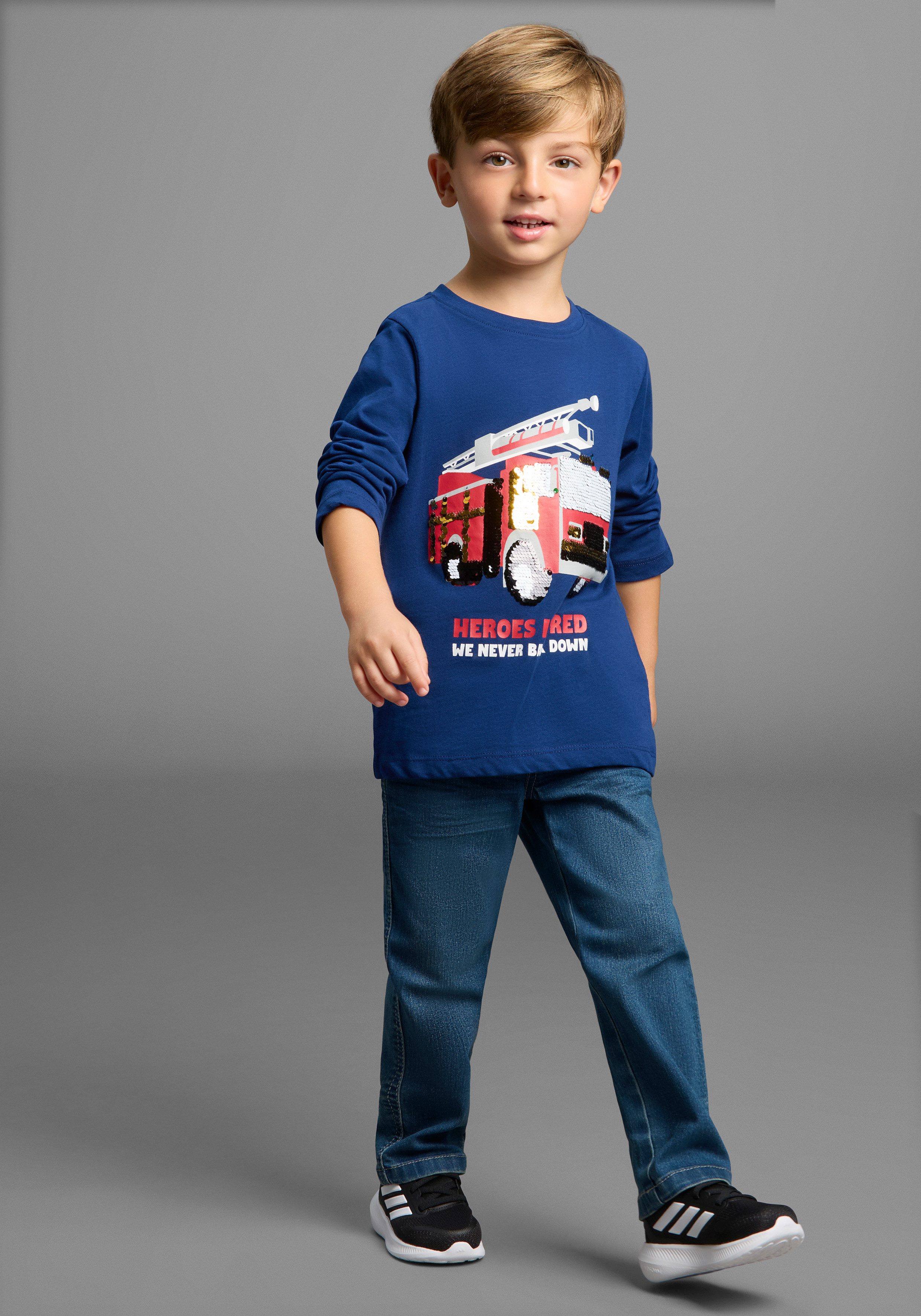 KIDSWORLD Shirt met lange mouwen Brandweer pailletten shirt