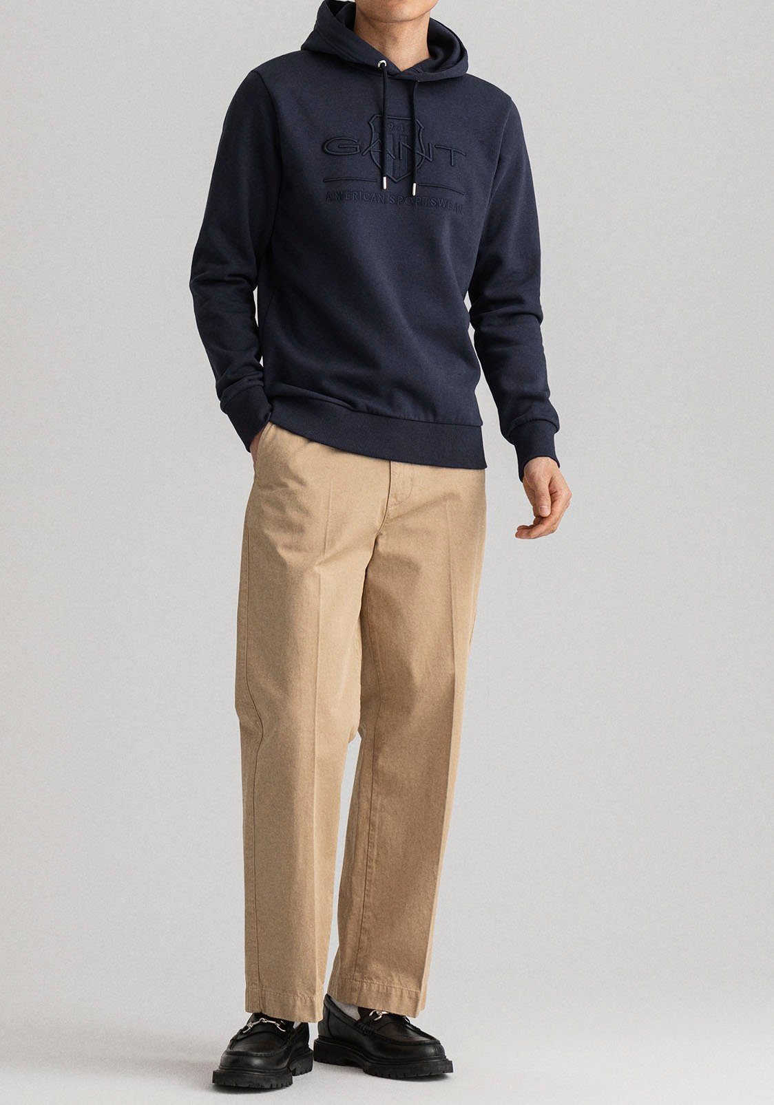 Gant Hoodie TONAL ARCHIVE SHIELD met boord aan mouwen en zoom