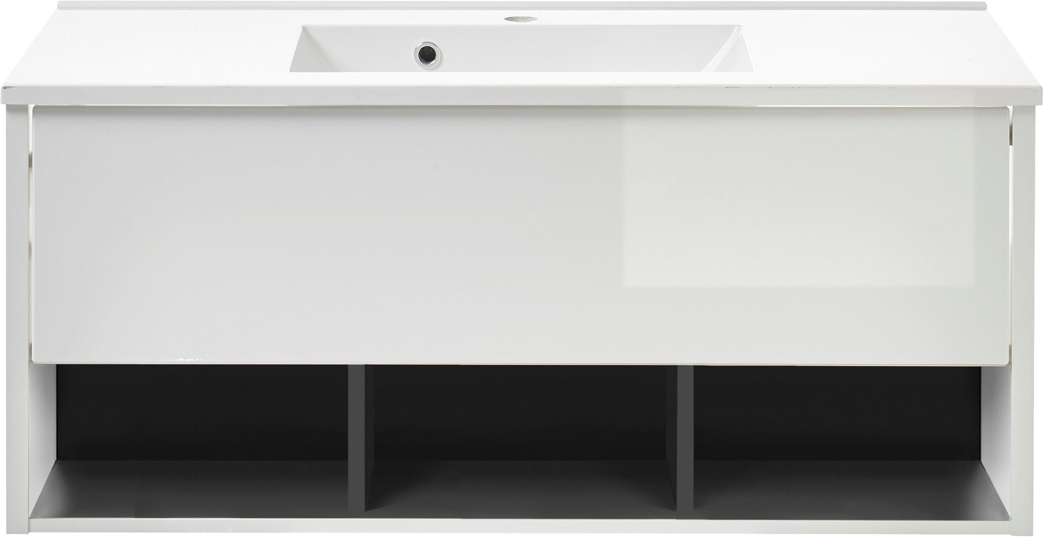 Places of Style Badkamerserie Studio Line, bad in modern ontwerp, 2-delig badkamer Wastafel en spiegel, in twee kleuren beschikbaar, veel opbergruimte (2-delig)