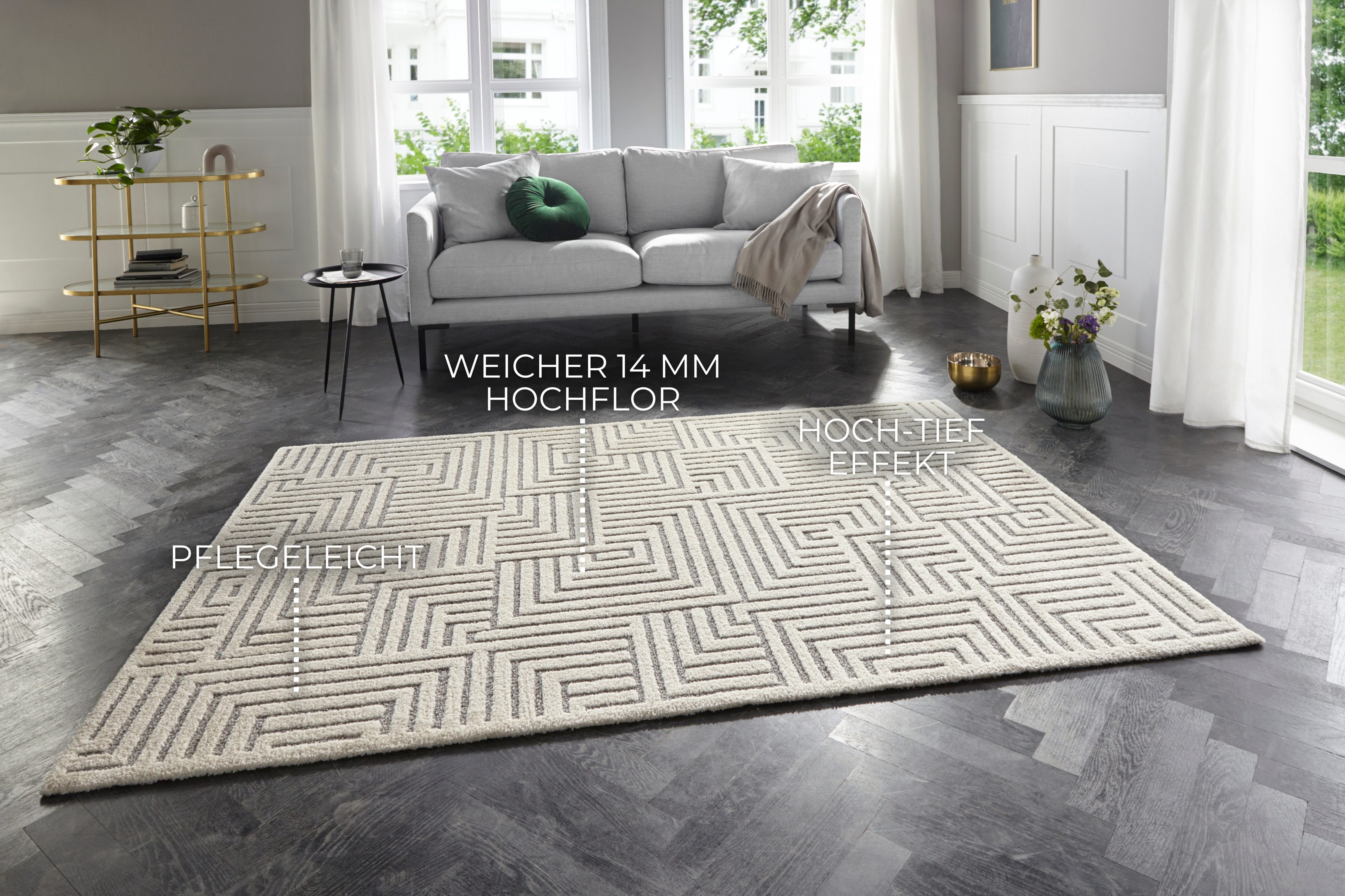 ELLE DECORATION Design-vloerkleed Manipu Zachte korte pool, reliëfeffect, modern, zacht, woonkamer