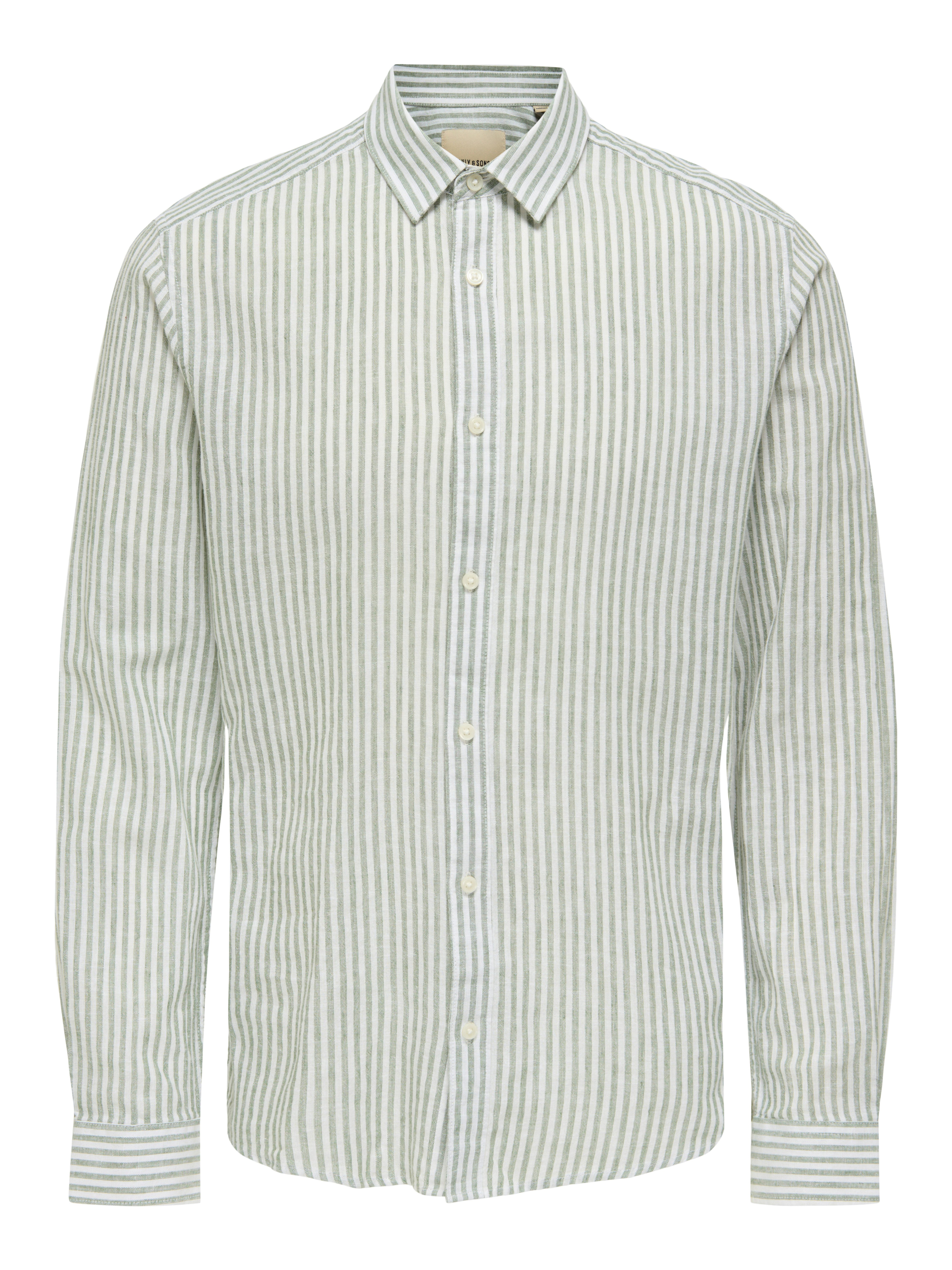 ONLY & SONS Overhemd met korte mouwen ONSCAIDEN LS STRIPE LINEN SHIRT 660 NOOS