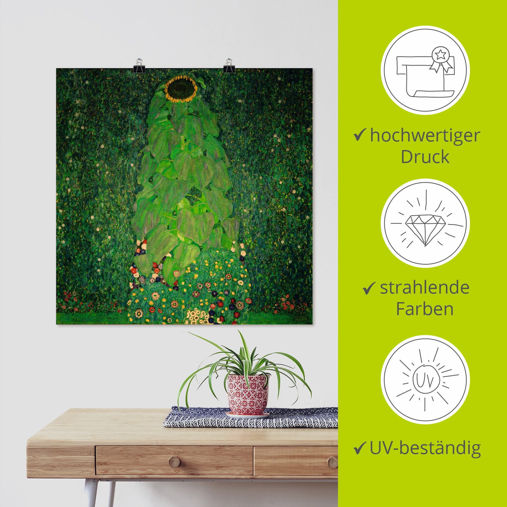 Artland Artprint De zonnebloem als artprint op linnen, poster in verschillende formaten maten