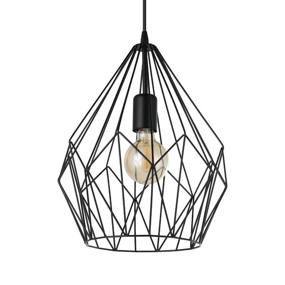 EGLO Hanglamp CARLTON hanglamp, zwart, staal, excl. lichtbron, retro Vintage hanglamp, retro hanglamp, kleur: zwart, fitting: E27