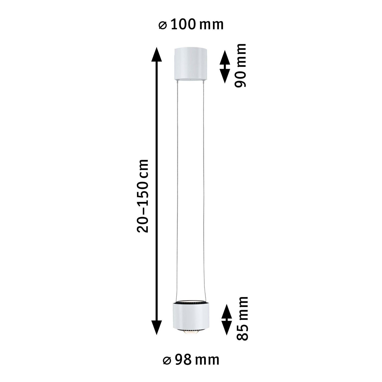 Paulmann Railsysteem-lampen URail Hanglamp Aldan 860lm/460lm 8,5W 2700K dimbaar 230V Wit (1-delig)