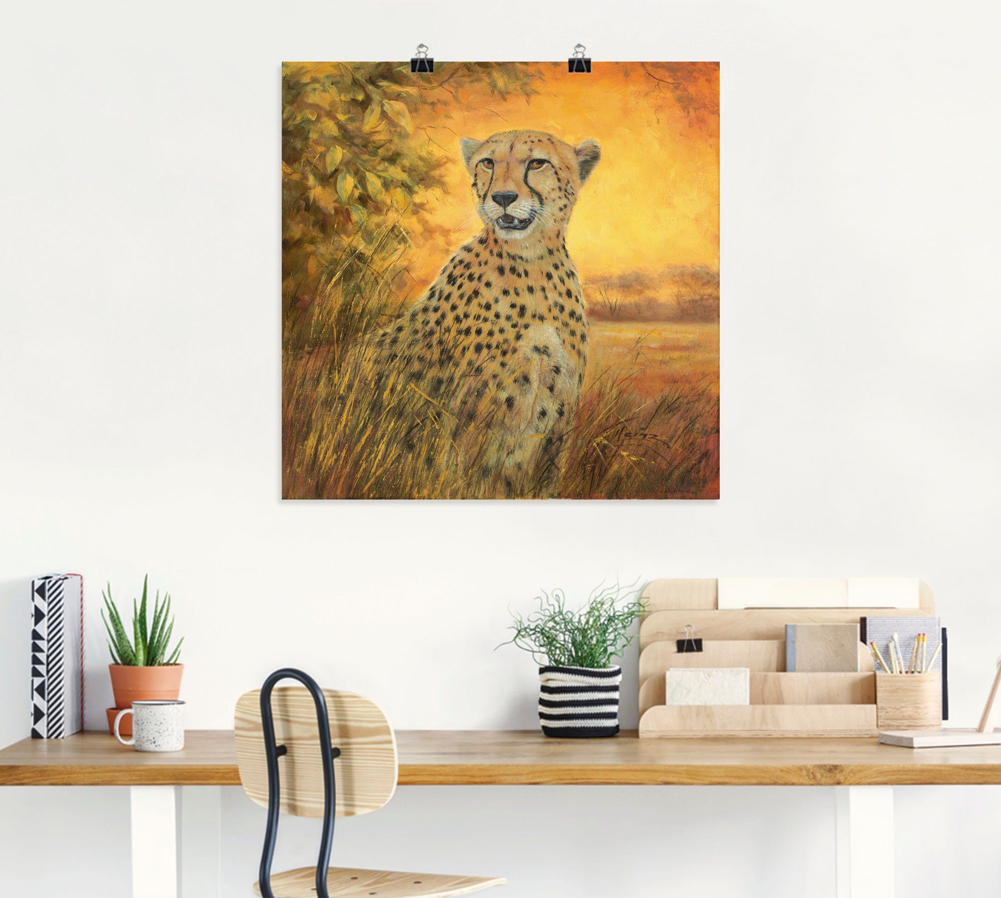 Artland Artprint Portret cheeta als artprint van aluminium, artprint voor buiten, poster in diverse formaten