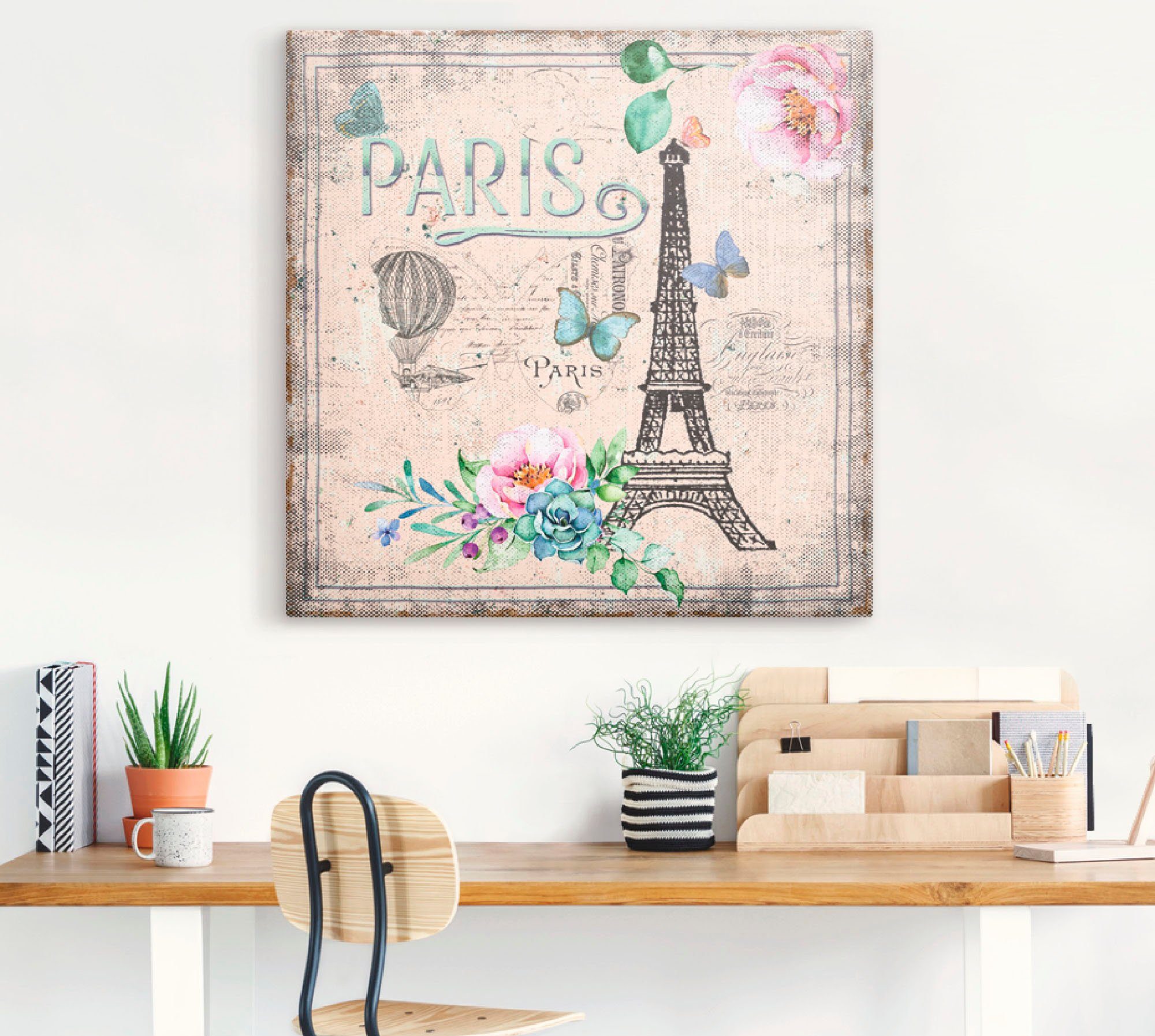 Artland Artprint op linnen Parijs - Mijn liefde gespannen op een spieraam