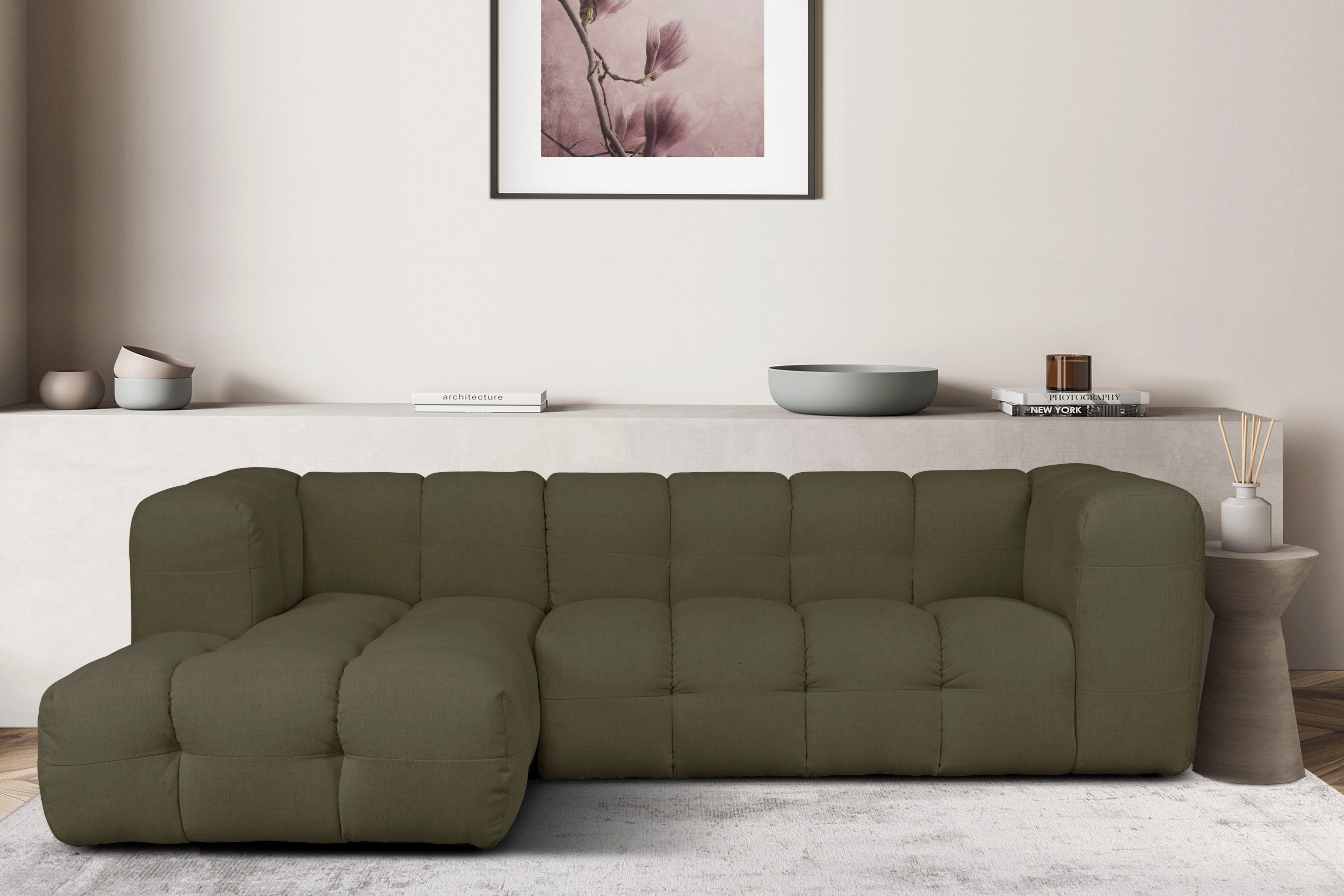 LeGer Home by Lena Gercke Hoekbank TALISHA L-vorm designerbank, moderne quilt, B/D/H: 276/178/75 cm